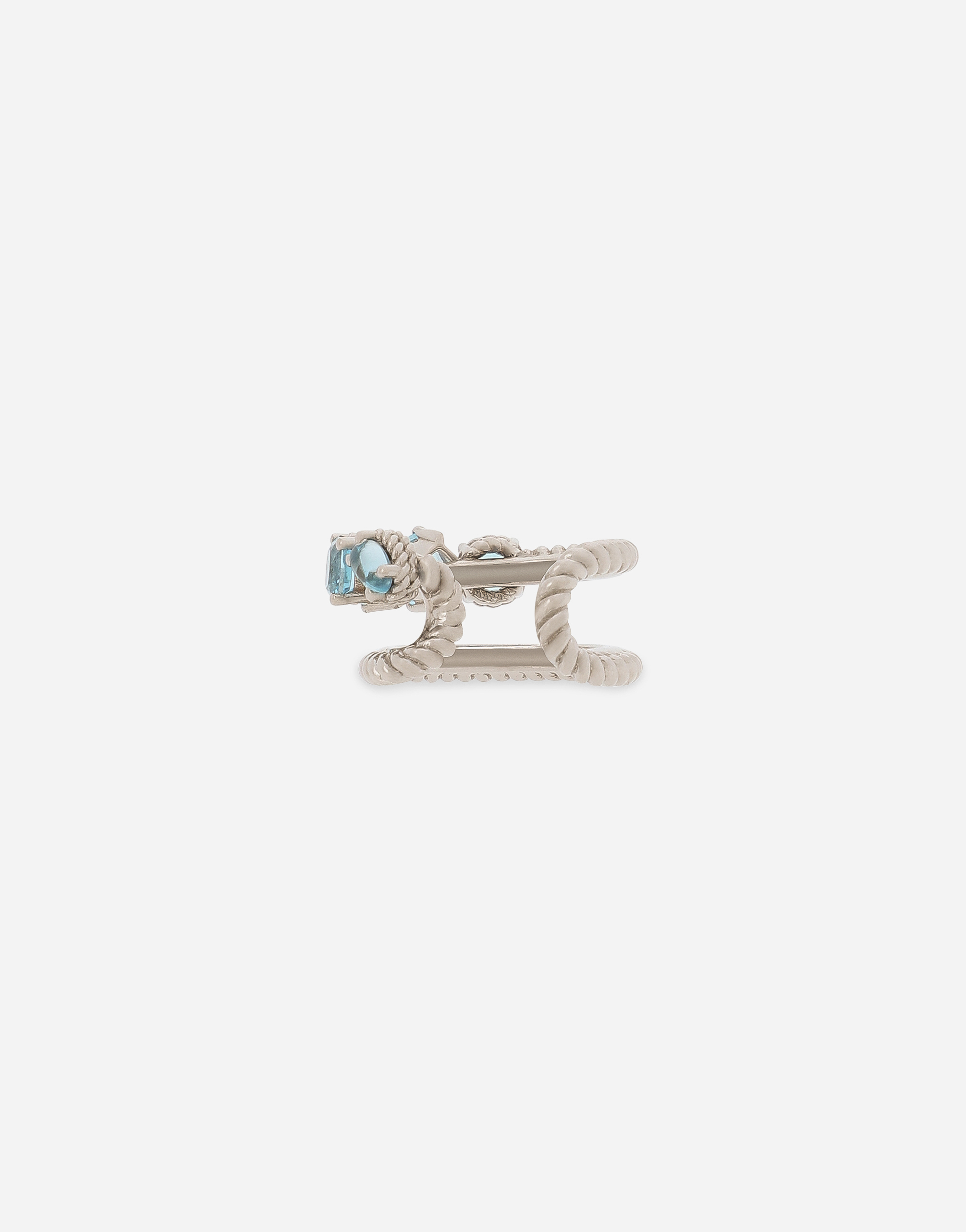 Shop Dolce & Gabbana Single Earring Double Earcuff In White Gold 18k With Swiss Topazes In ホワイト