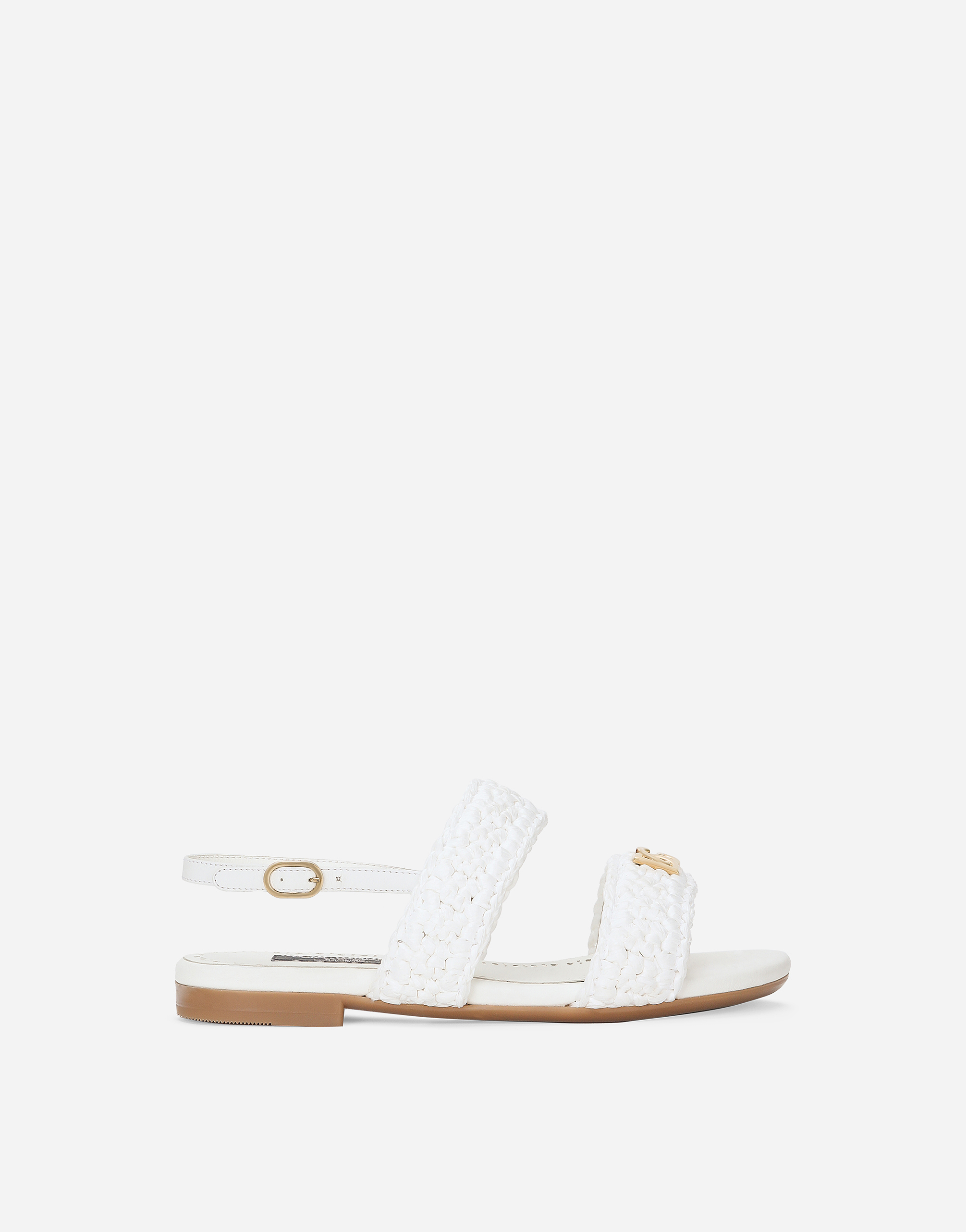 Shop Dolce & Gabbana Calfskin Sandals With Crochet Detailing In White