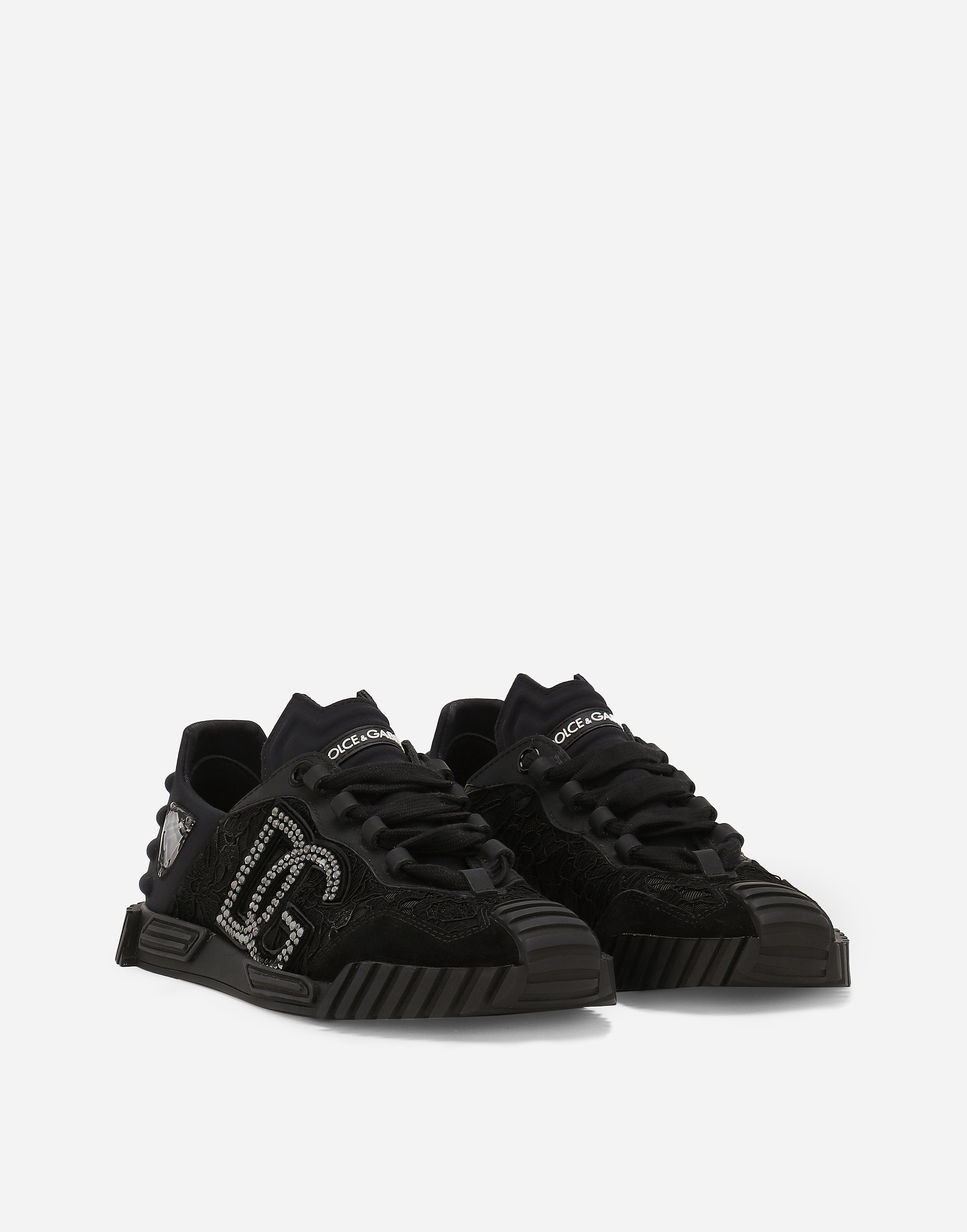 Shop Dolce & Gabbana Lace Ns1 Sneakers In Nero