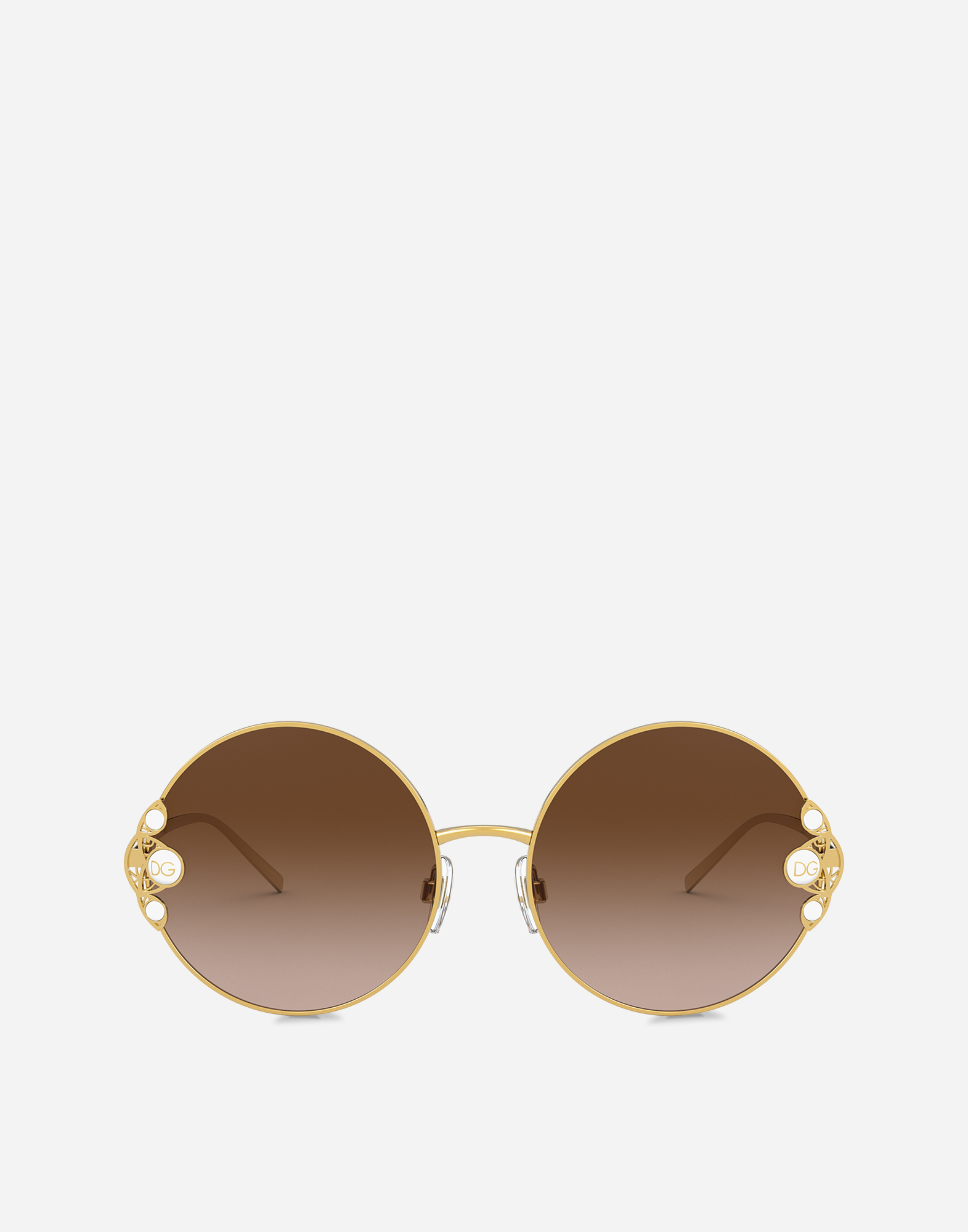 Dolce and gabbana discount round gold sunglasses