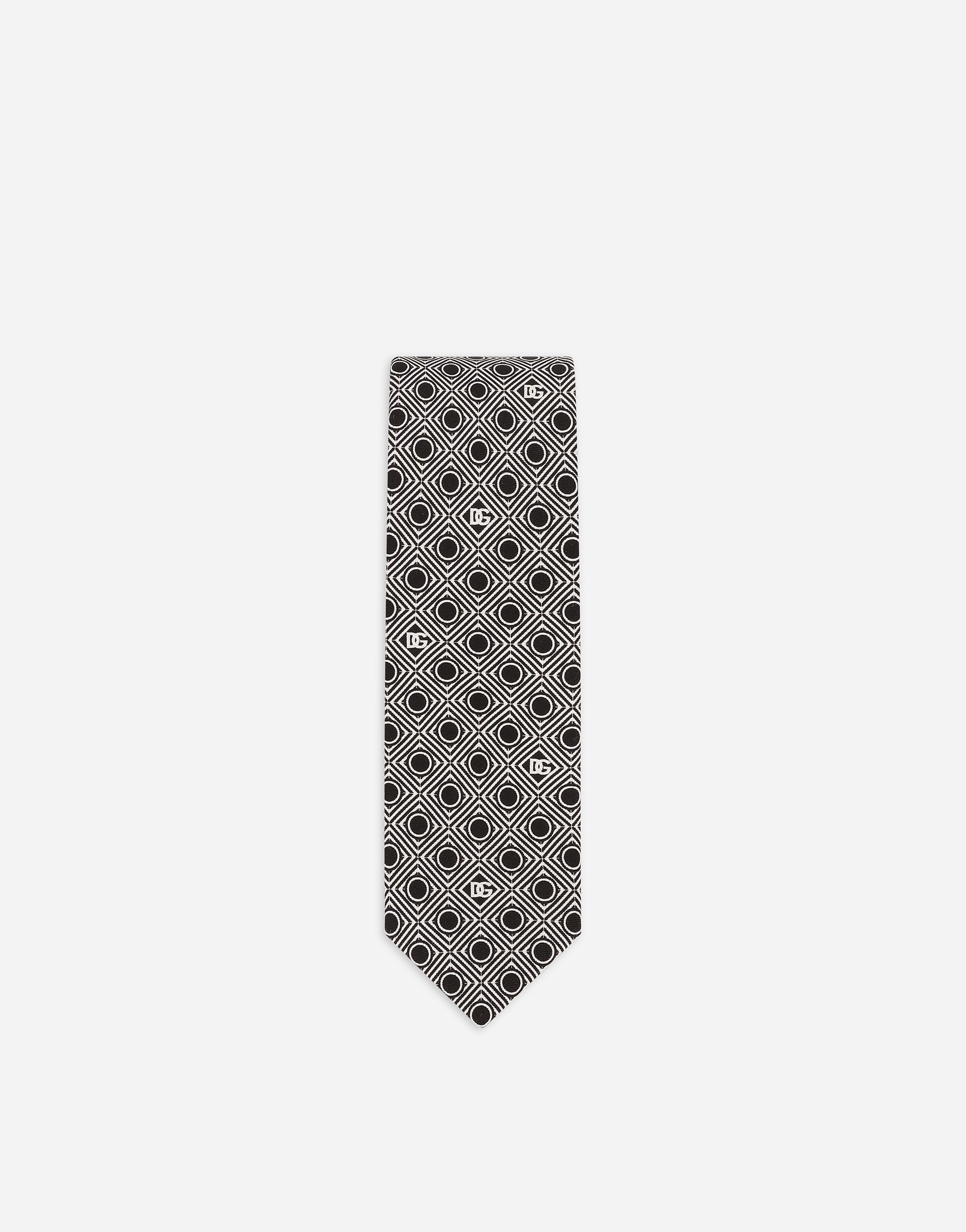 Shop Dolce & Gabbana Silk Jacquard Tie With Micro-designs And Dg Logo In Print