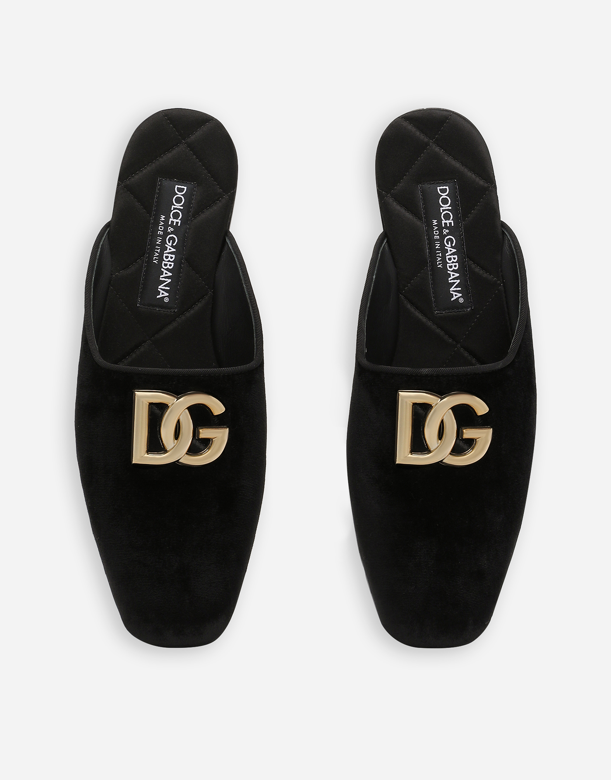 Shop Dolce & Gabbana Velvet Mules In Black