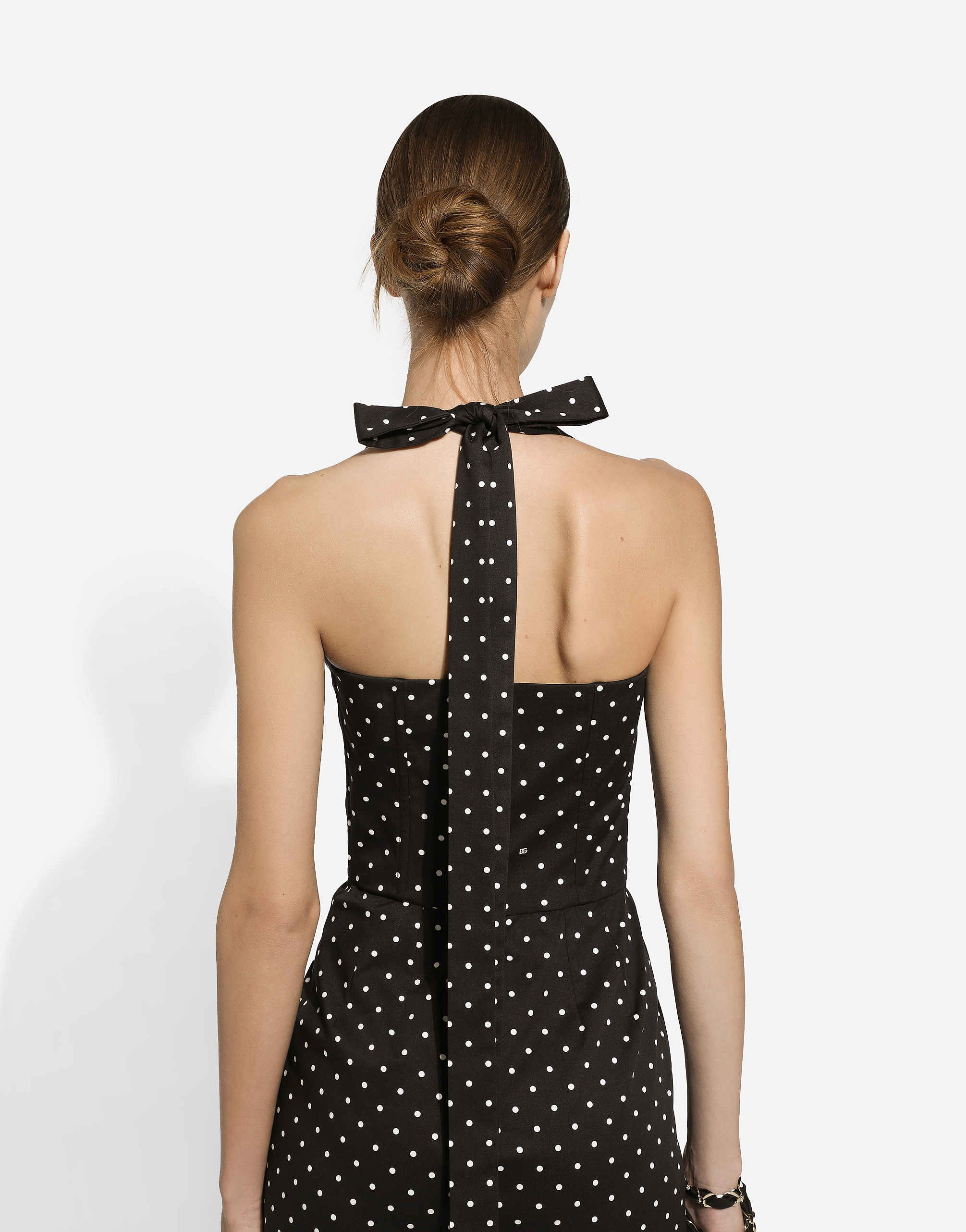 Shop Dolce & Gabbana Short Cotton Corset Dress With Polka-dot Print In プリ