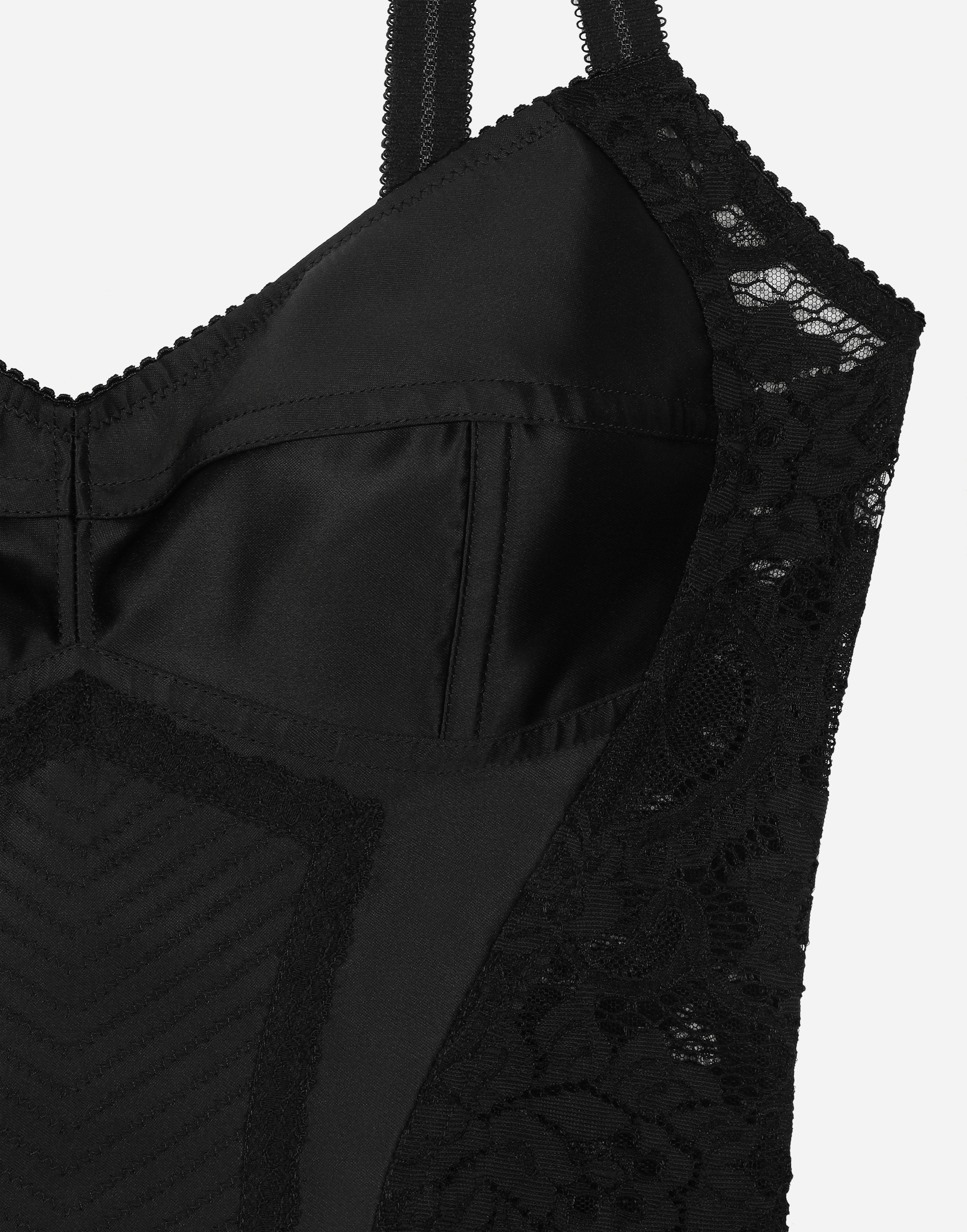 Shop Dolce & Gabbana Corset Lace And Satin Top In ブラック