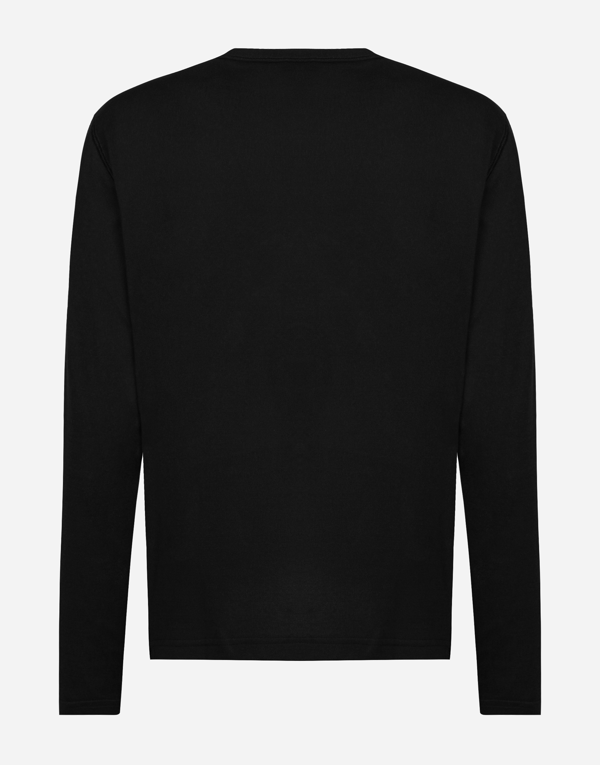 Shop Dolce & Gabbana Long-sleeved T-shirt With Logo Tag In Black