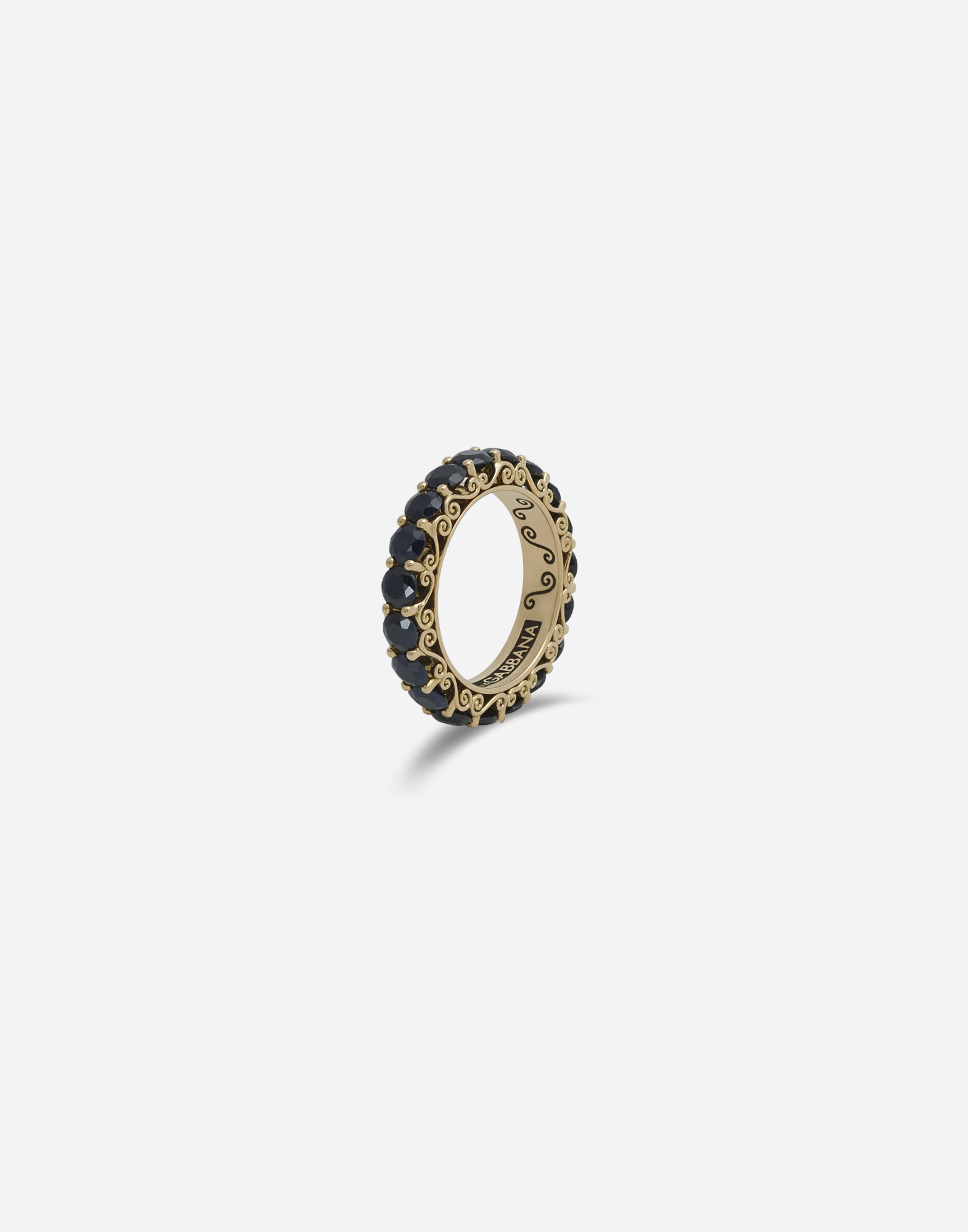Shop Dolce & Gabbana Yellow Gold Family Ring With Black Sapphires