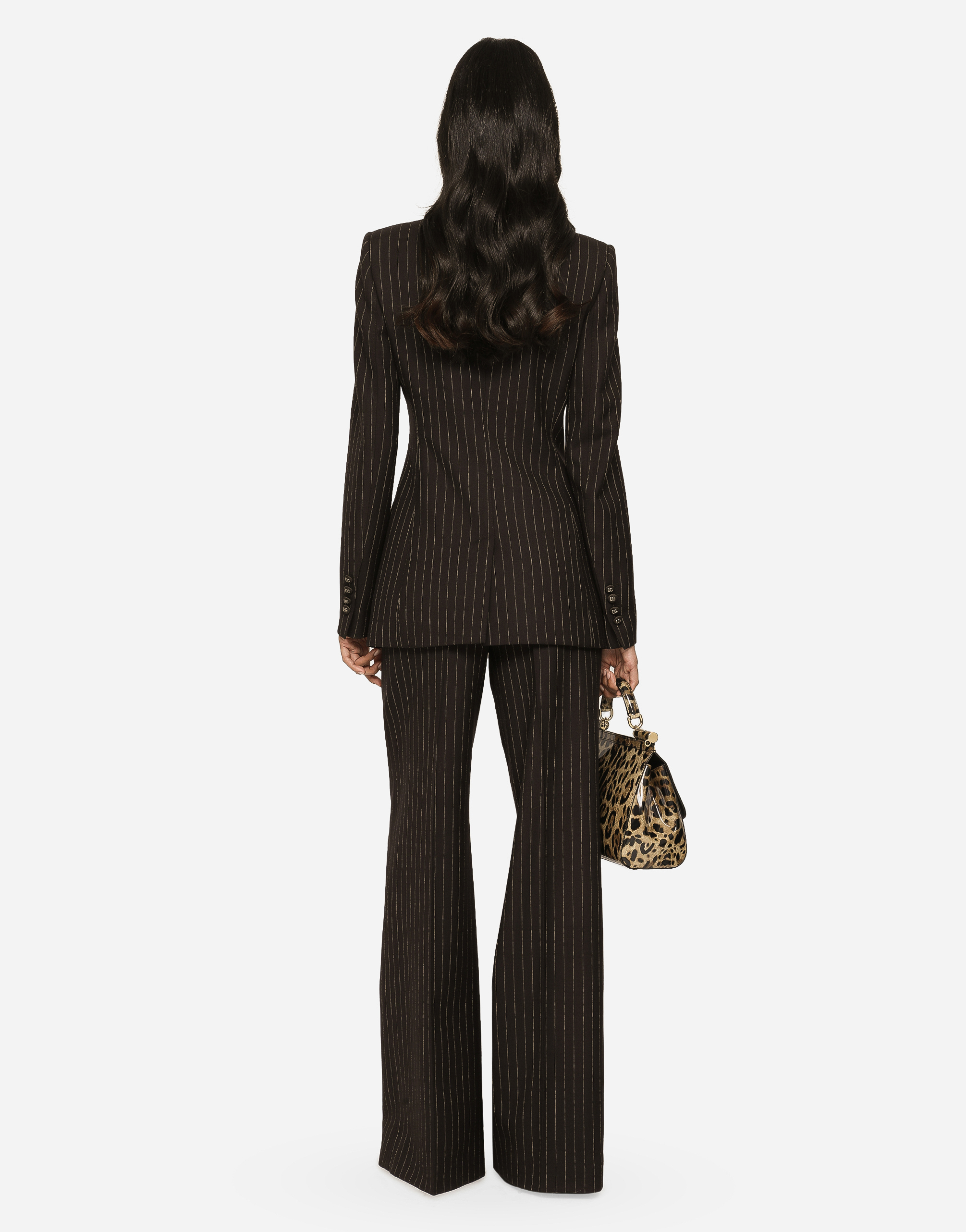 Shop Dolce & Gabbana Pinstripe Wool Palazzo Pants In Multicolor