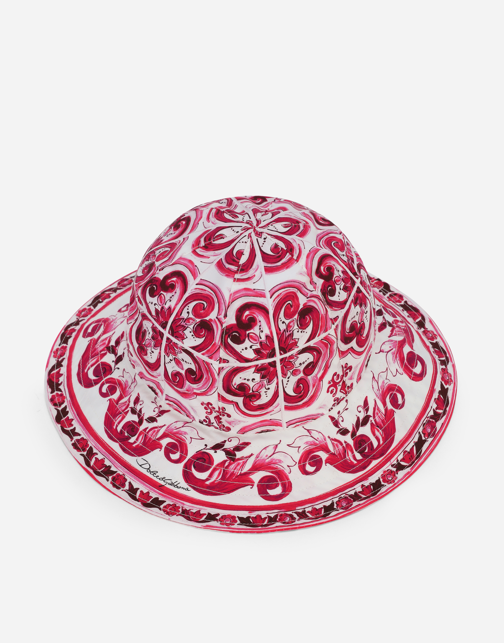 Shop Dolce & Gabbana Majolica-print Poplin Hat In Multicolor