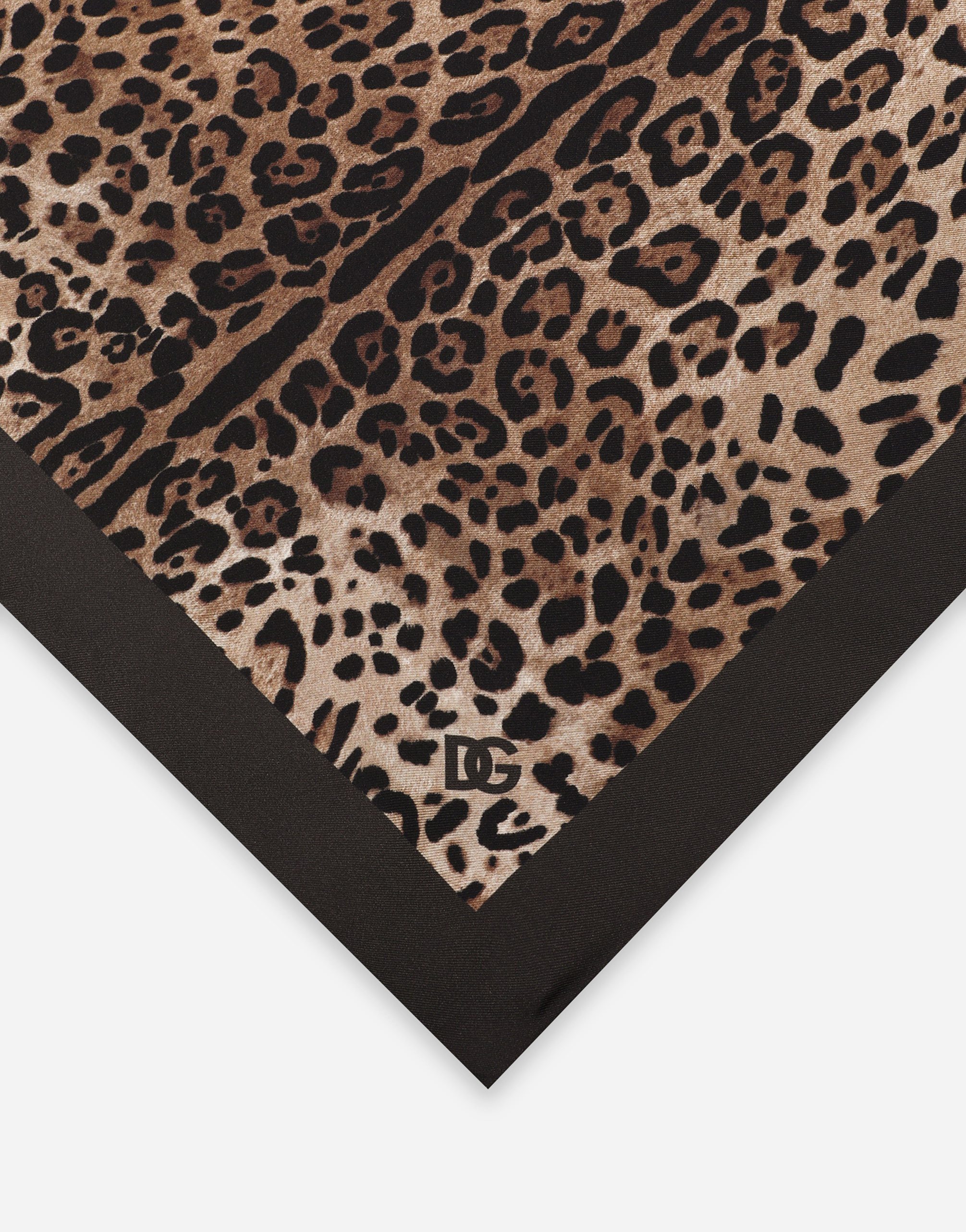 Leopard-print silk pocket square