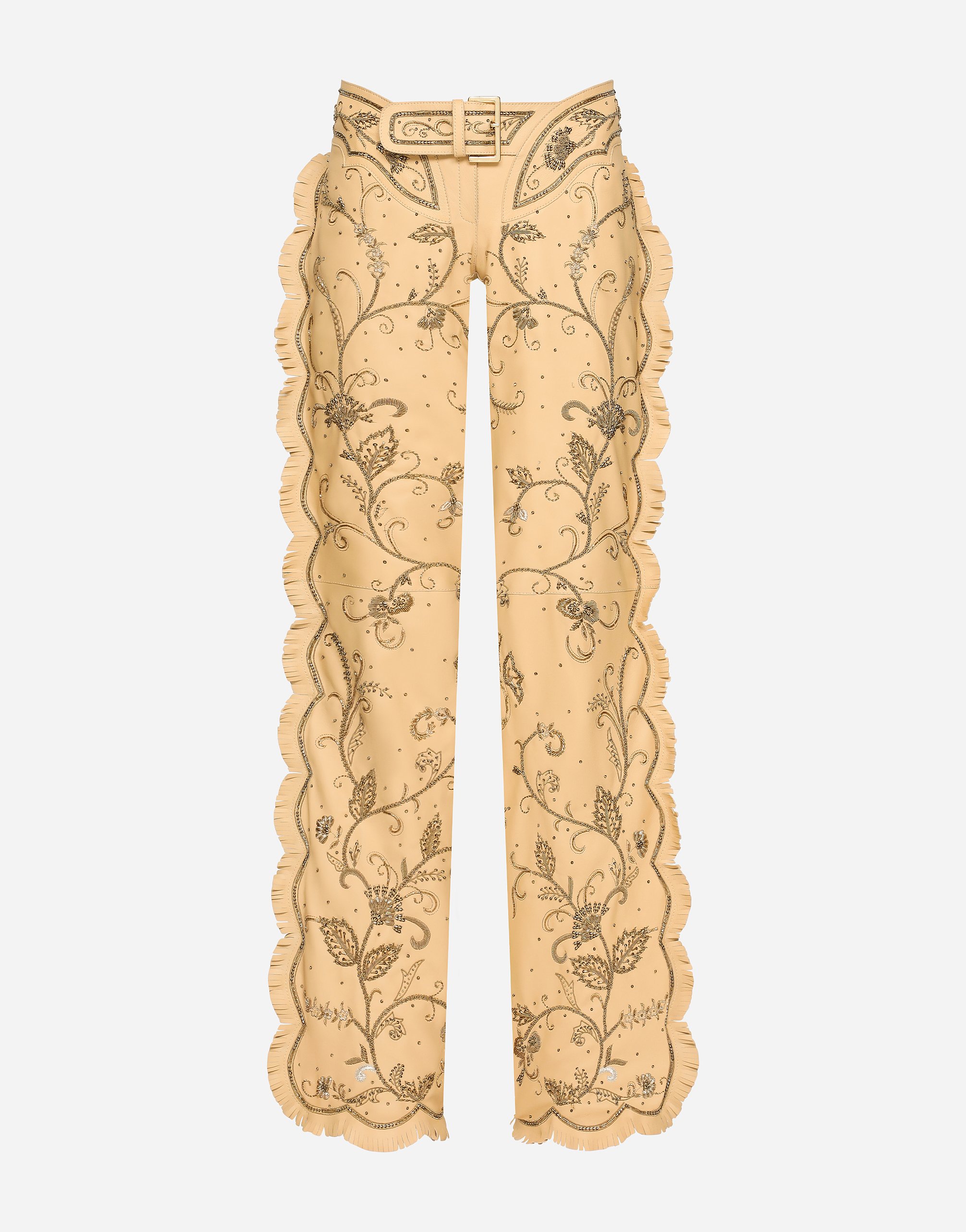 KIM DOLCE&GABBANA Leather pants with all-over embellishment 