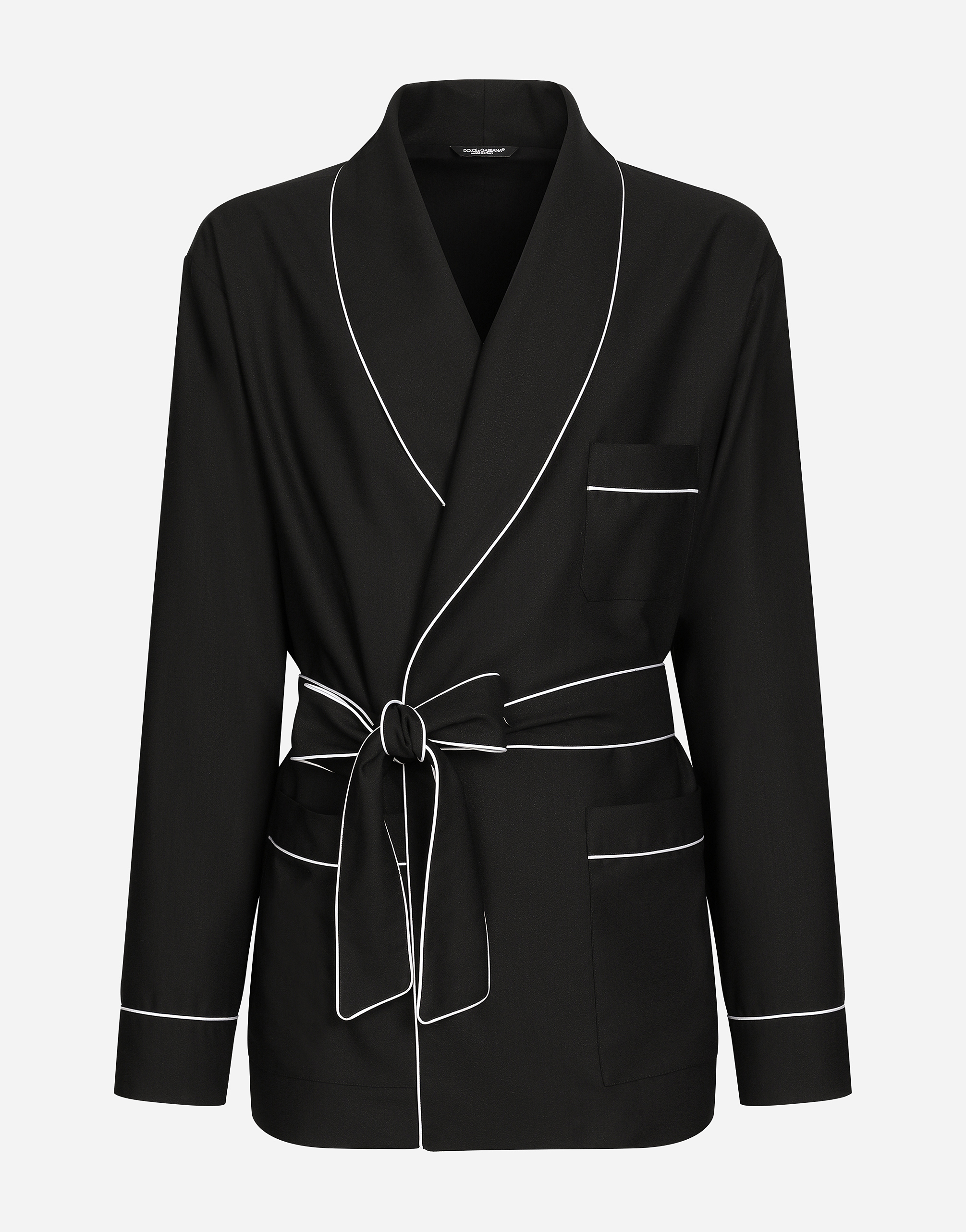 Shop Dolce & Gabbana Wool Robe In Black