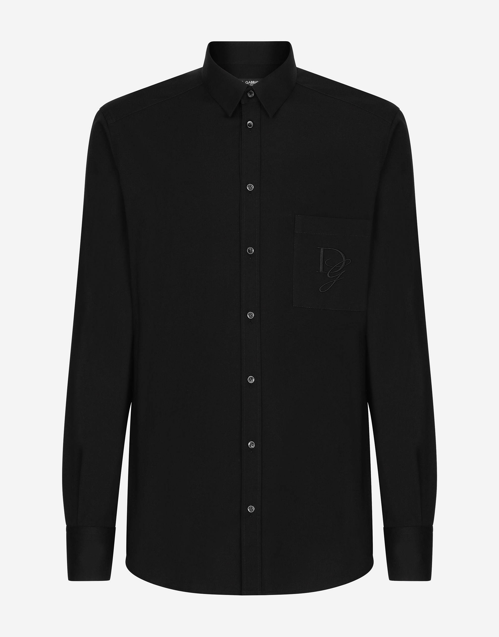 Shop Dolce & Gabbana Cotton Shirt With Dg Embroidery In Black