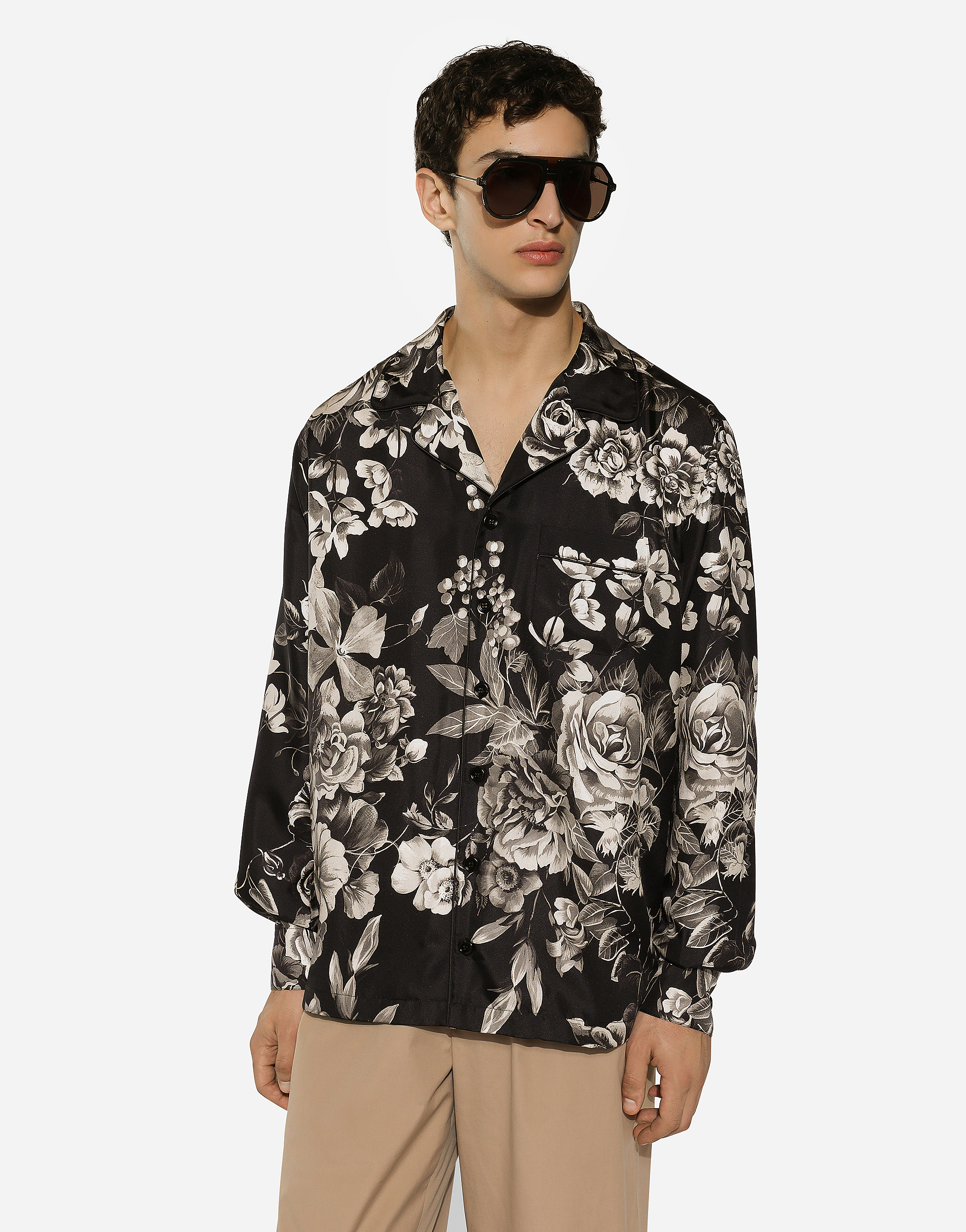 Shop Dolce & Gabbana Silk Twill Shirt With Floral Print In プリ