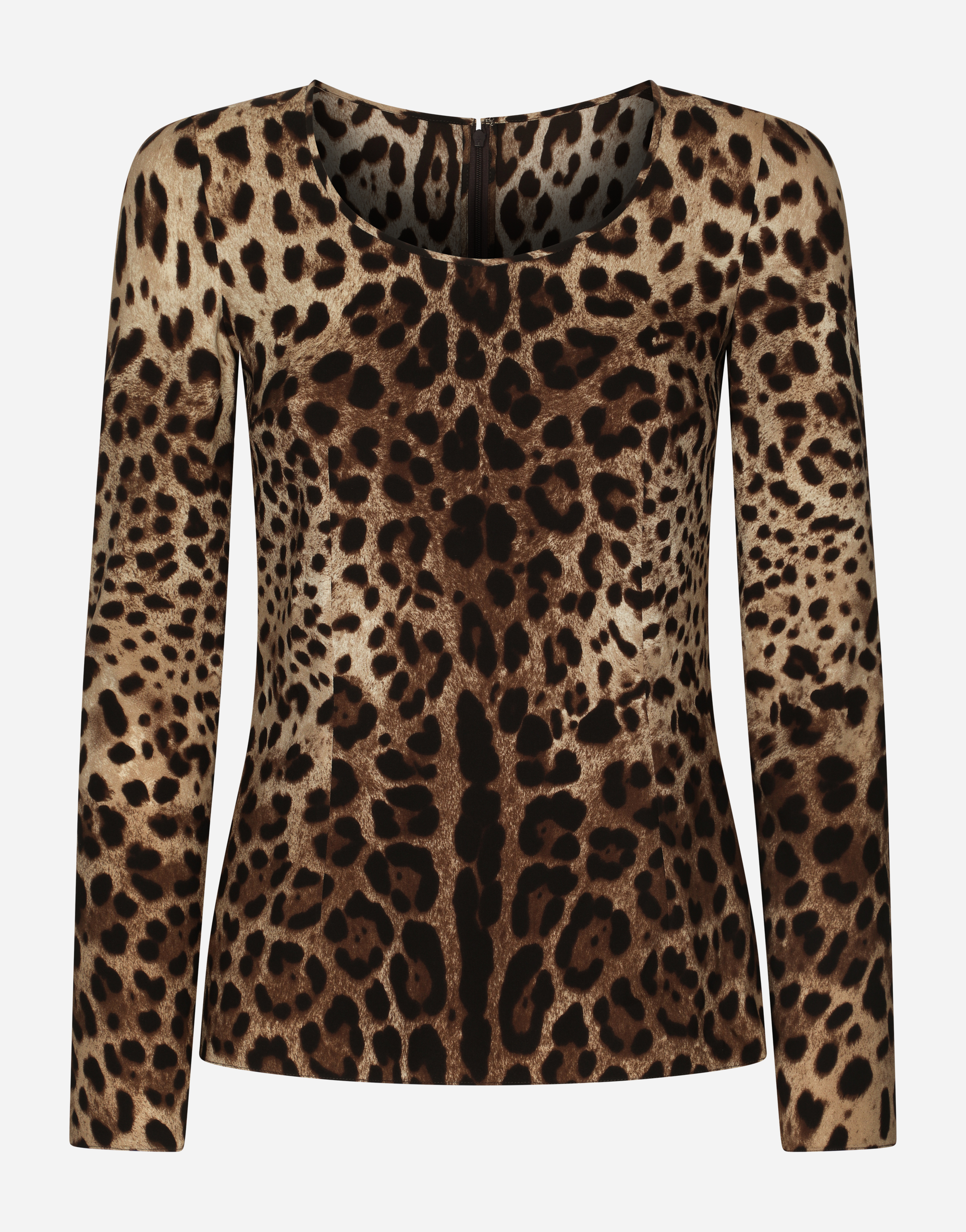 Marquisette calf-length dress with leopard print in Animal Print