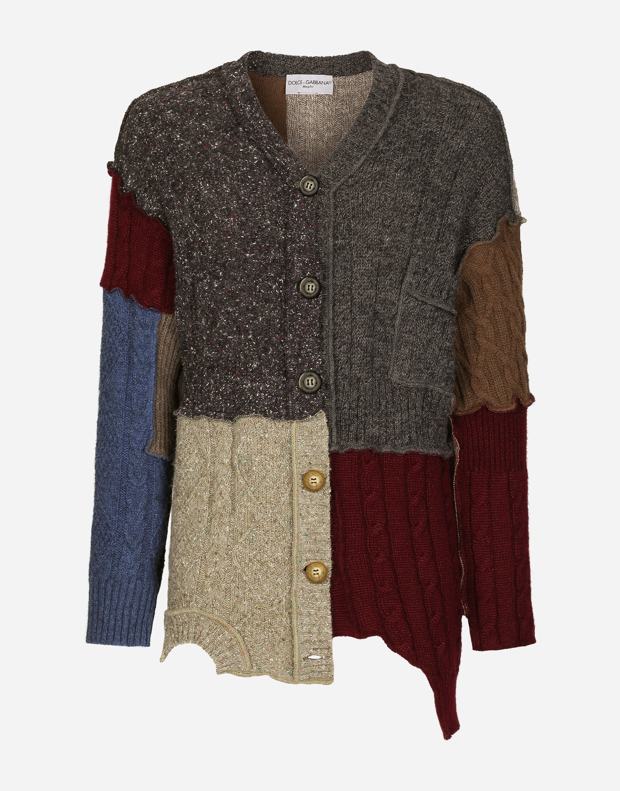 マルチカラーのメンズ Wool and alpaca patchwork cardigan