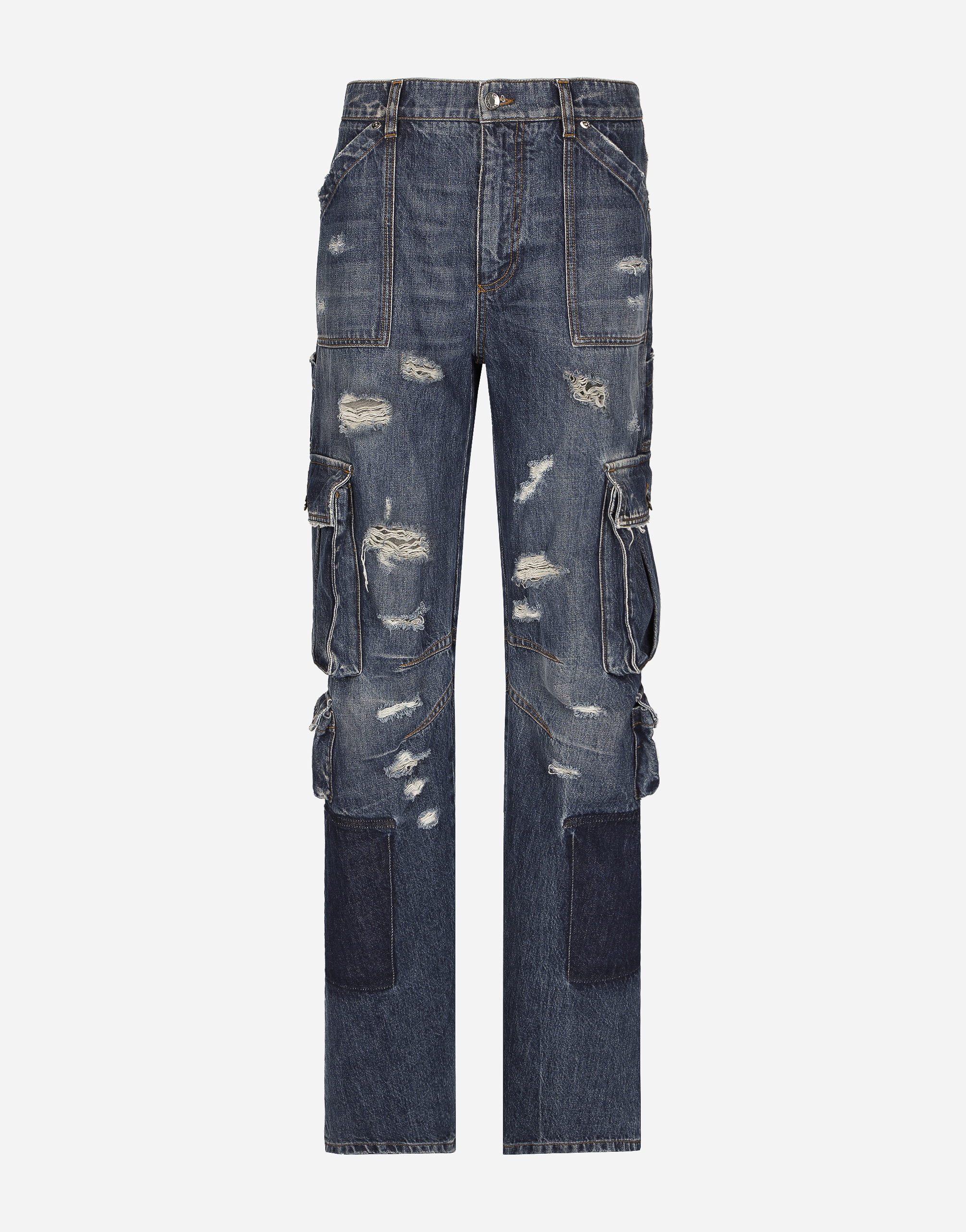 マルチカラーのウィメンズ Denim cargo jeans with rips | Dolce&Gabbana®