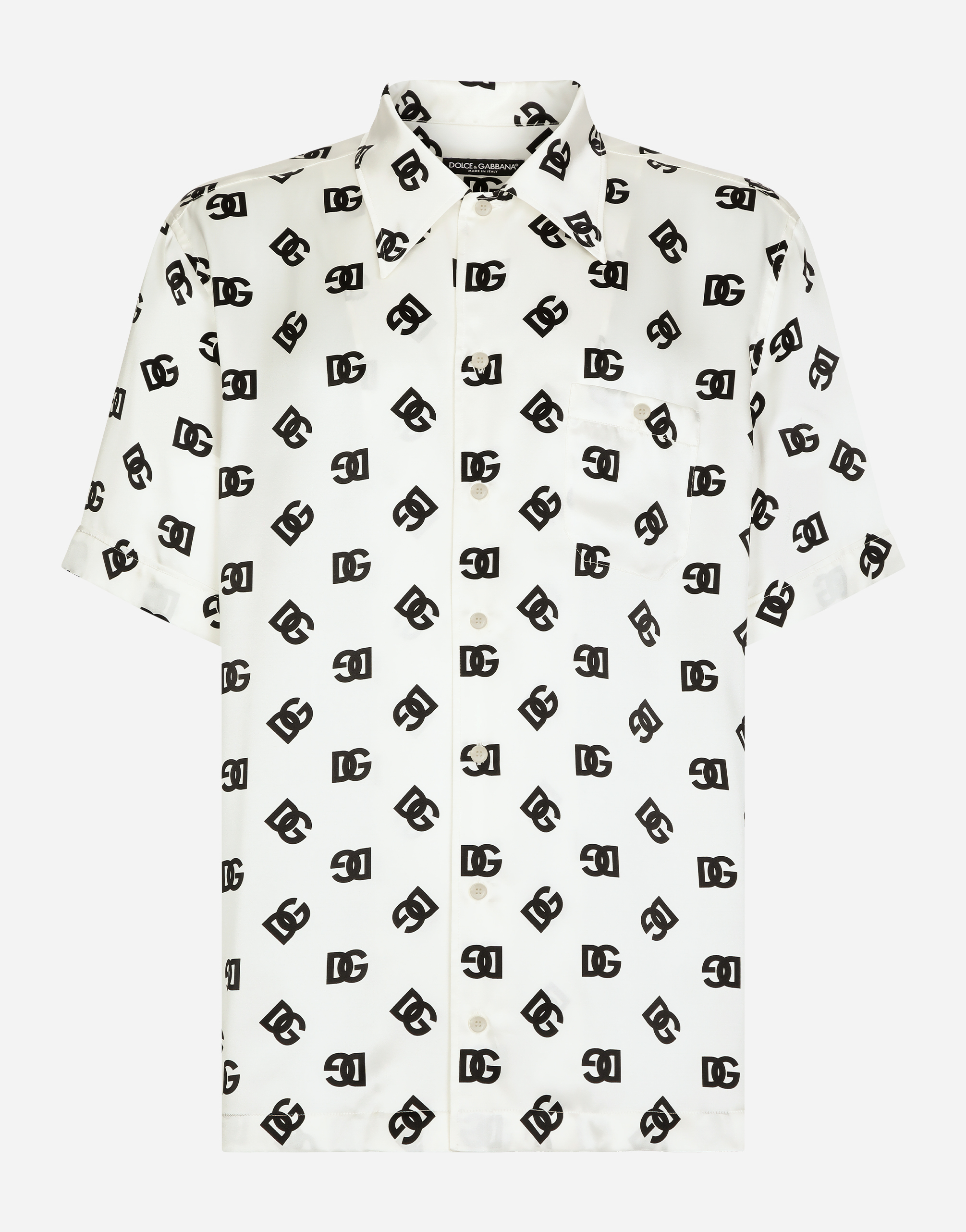 Silk Hawaiian shirt with DG Monogram print in Print for Men 