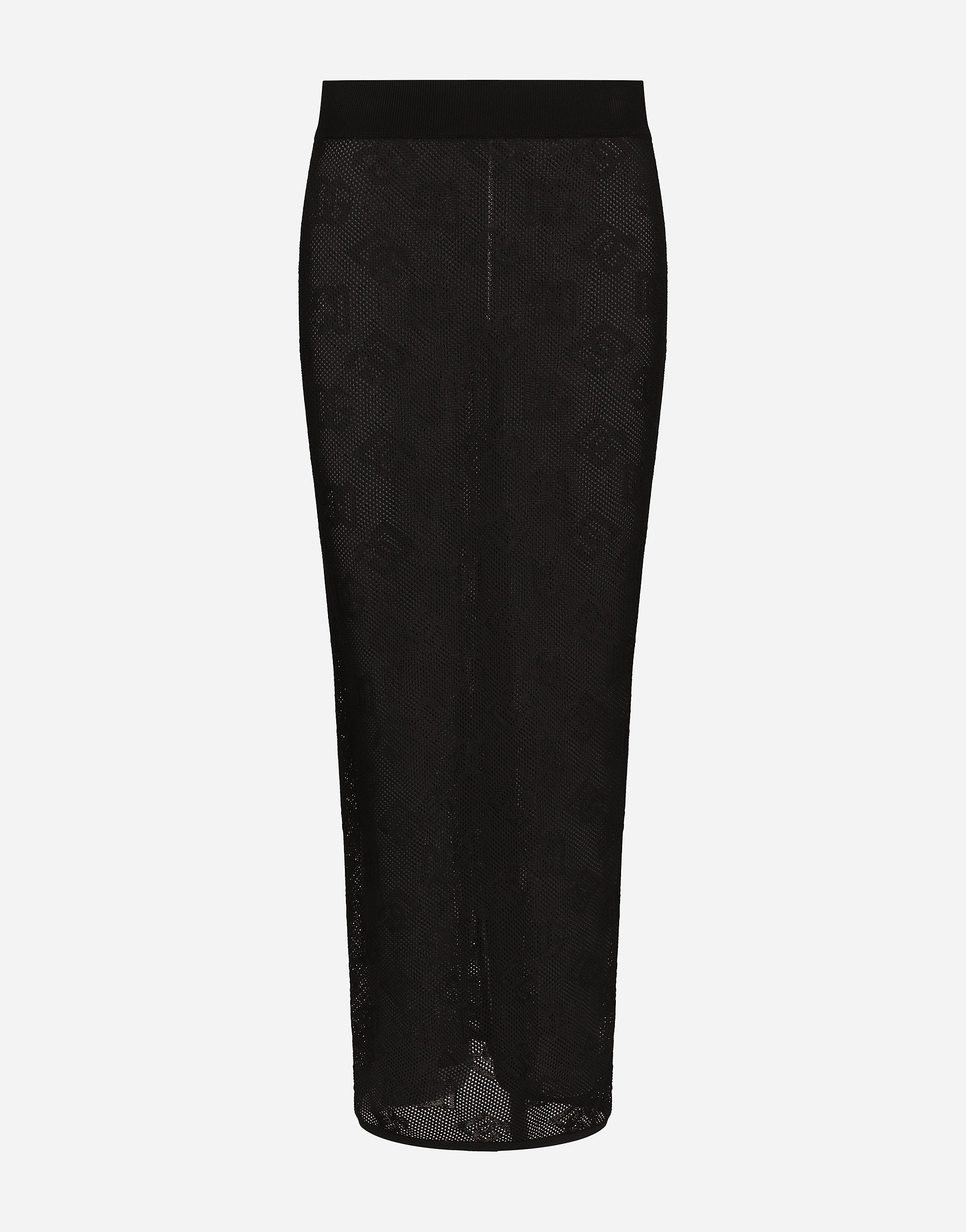 Mesh-stitch pencil skirt with jacquard DG logo