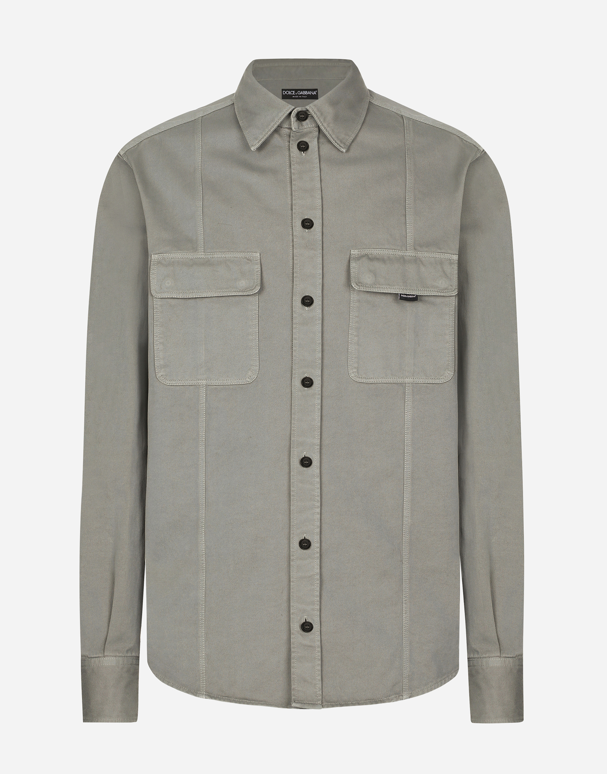 Shop Dolce & Gabbana Oversize Cotton Shirt In Grey