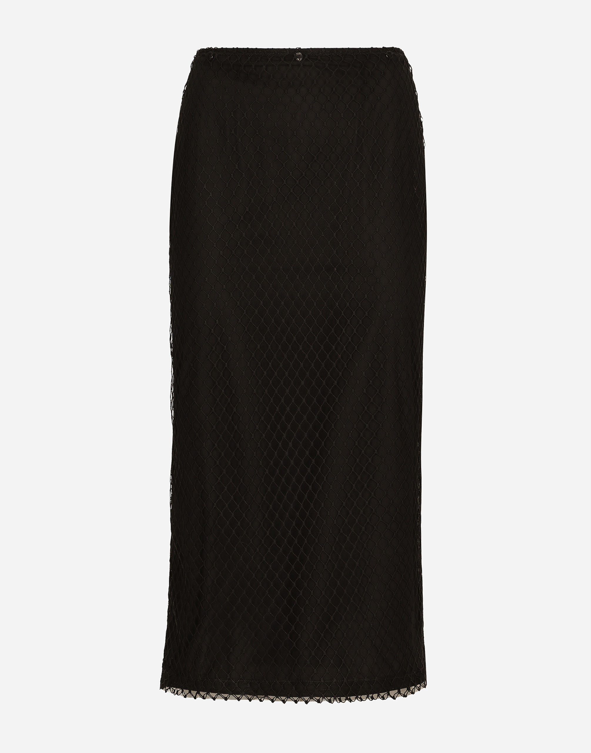 Shop Dolce & Gabbana Mesh Calf-length Pencil Skirt In Black