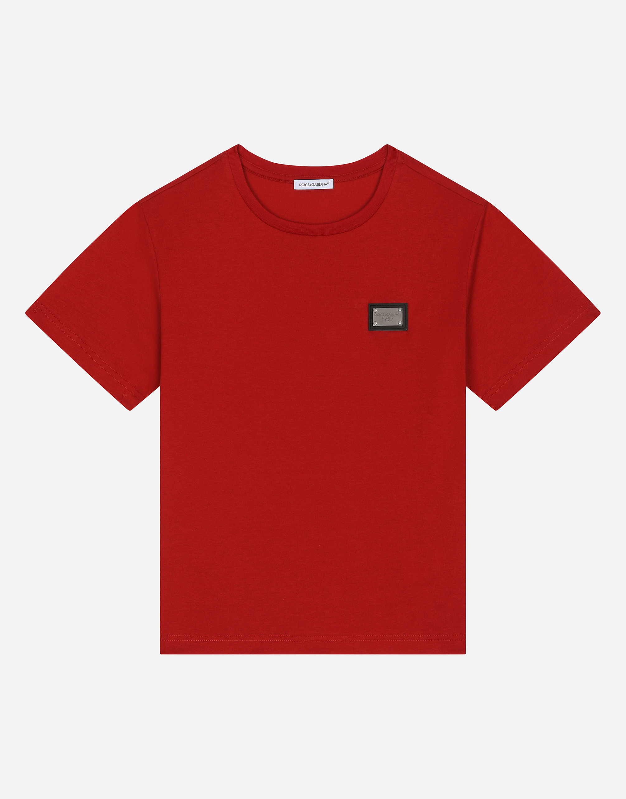 レッドのボーイズ Jersey T-shirt with logo tag | Dolce&Gabbana®
