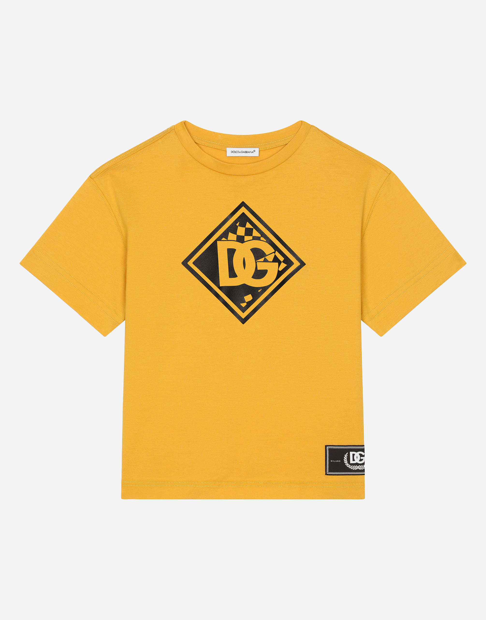 Shop Dolce & Gabbana Jersey T-shirt With Dg Logo In Yellow