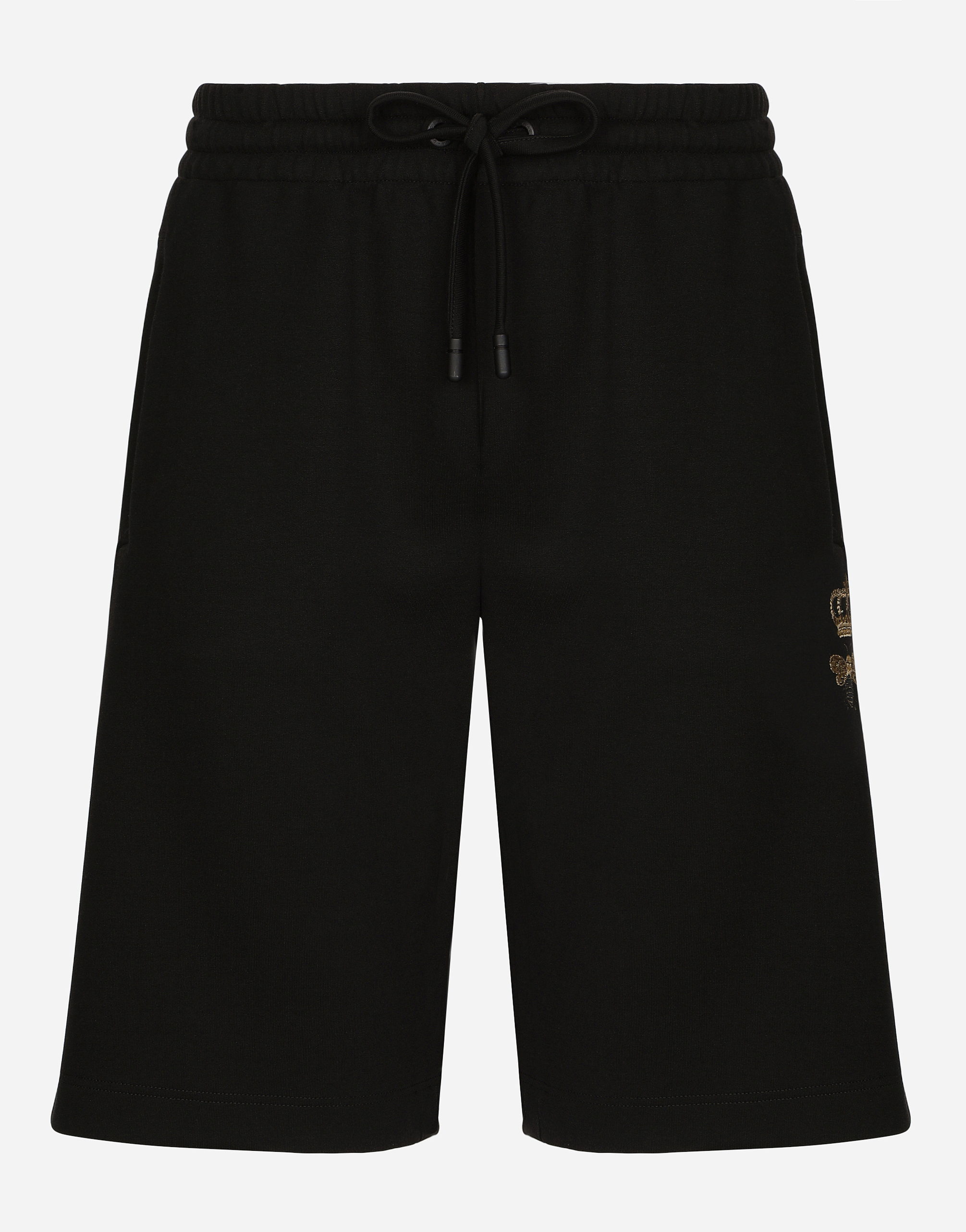 Dolce & Gabbana Jersey Jogging Shorts With Embroidery In Black