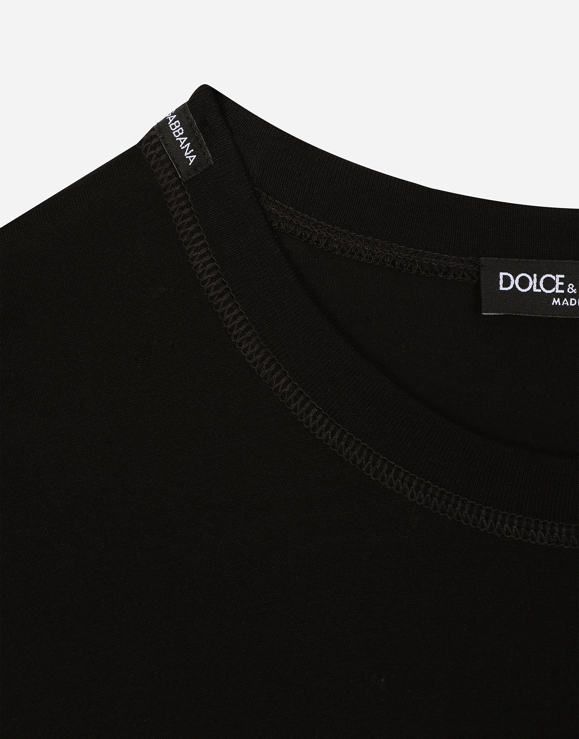 Shop Dolce & Gabbana Cotton T-shirt With Logo Embroidery In Black