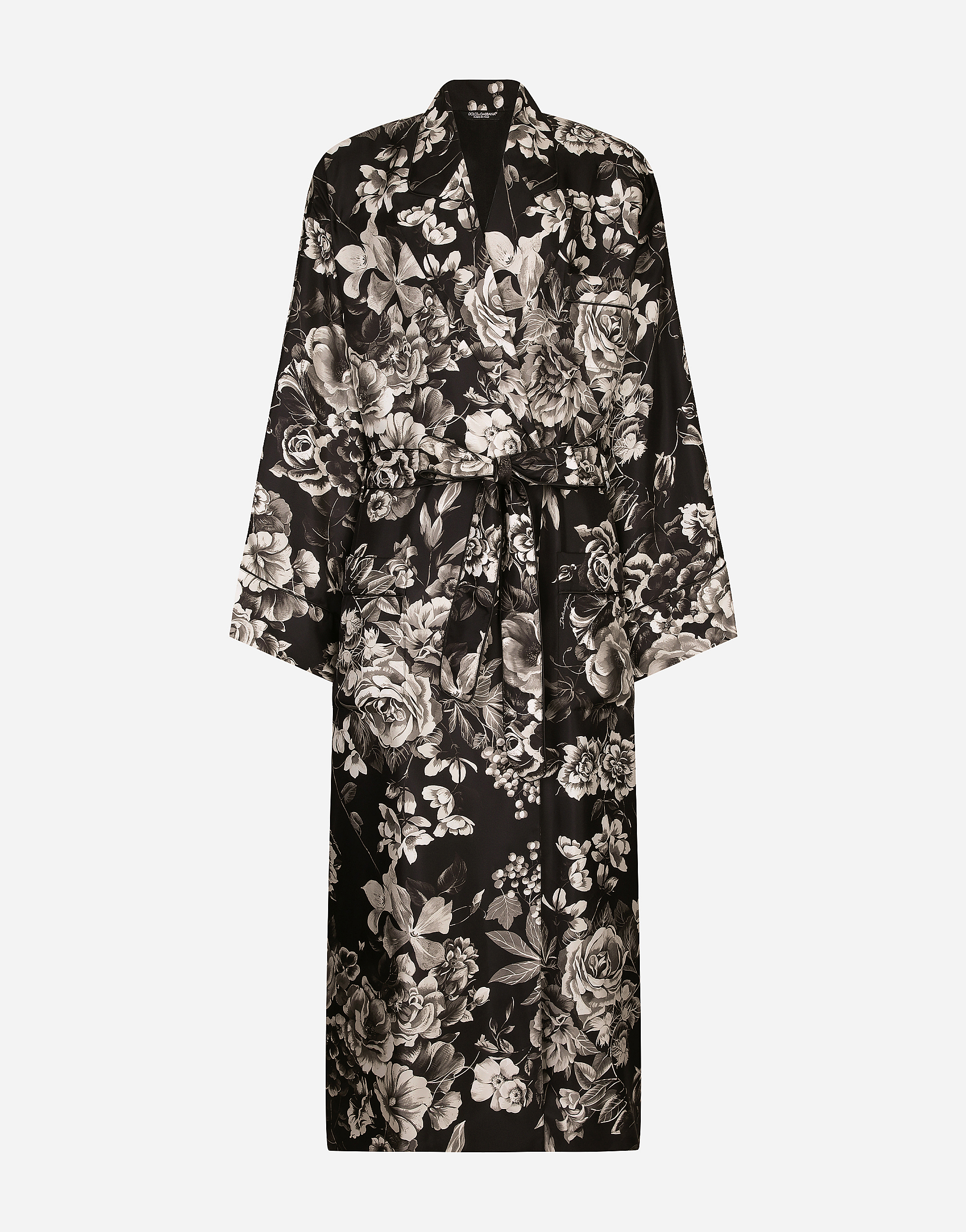 Shop Dolce & Gabbana Floral-print Silk Twill Robe In プリ