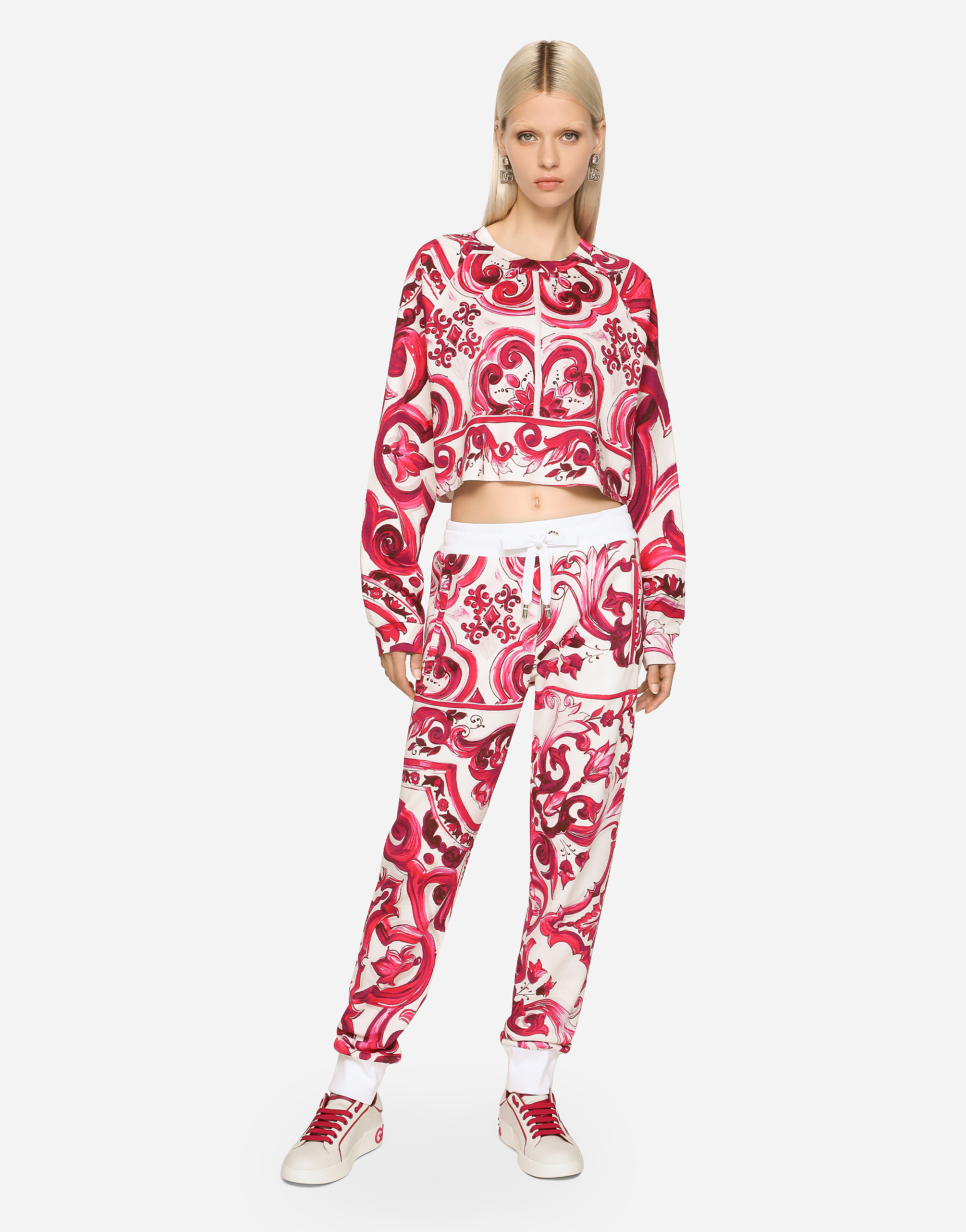 Majolica-print jersey jogging pants