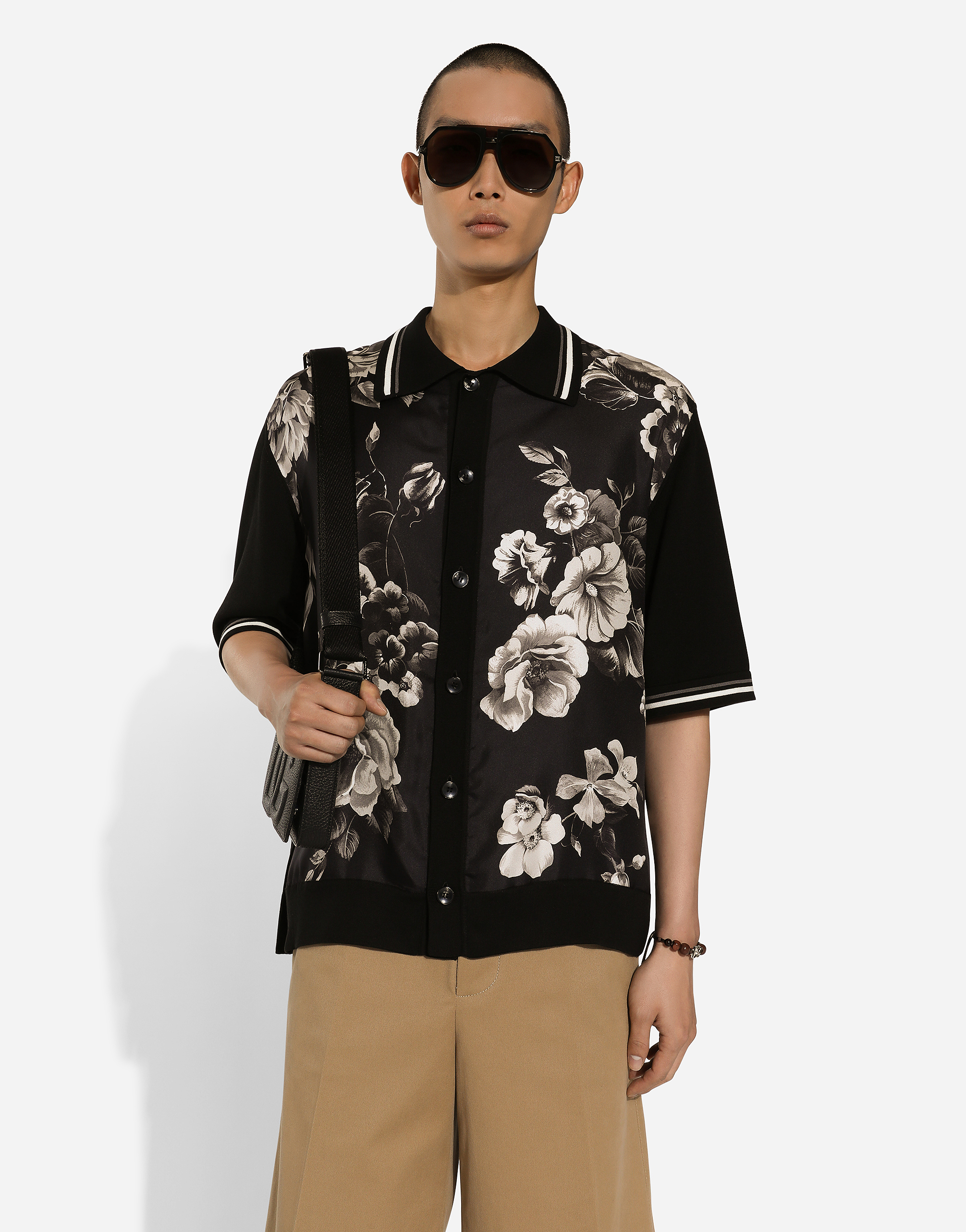 Shop Dolce & Gabbana Oversize Silk And Cotton Shirt With Floral Print