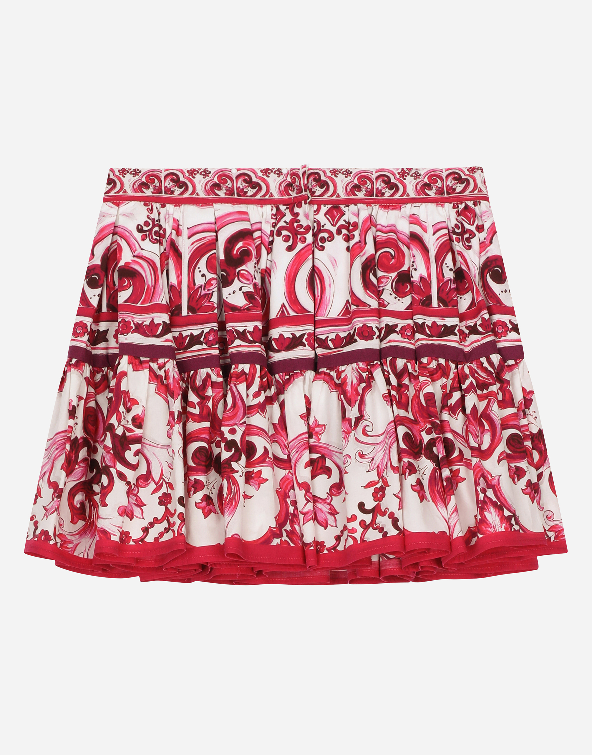 Pink Majolica-print cotton-poplin mini skirt