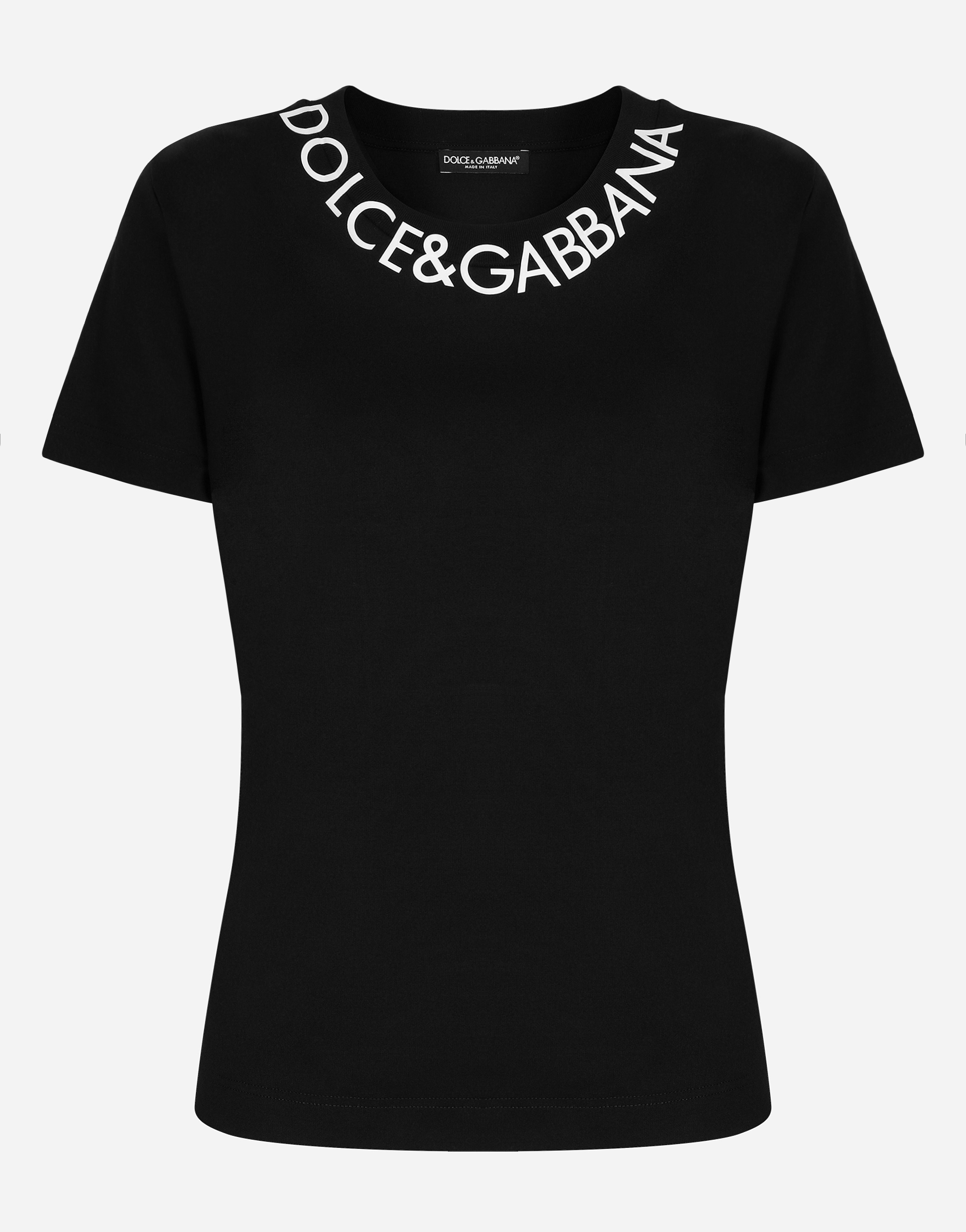 Dolce & Gabbana Logo-print Neck Jersey T-shirt In Black