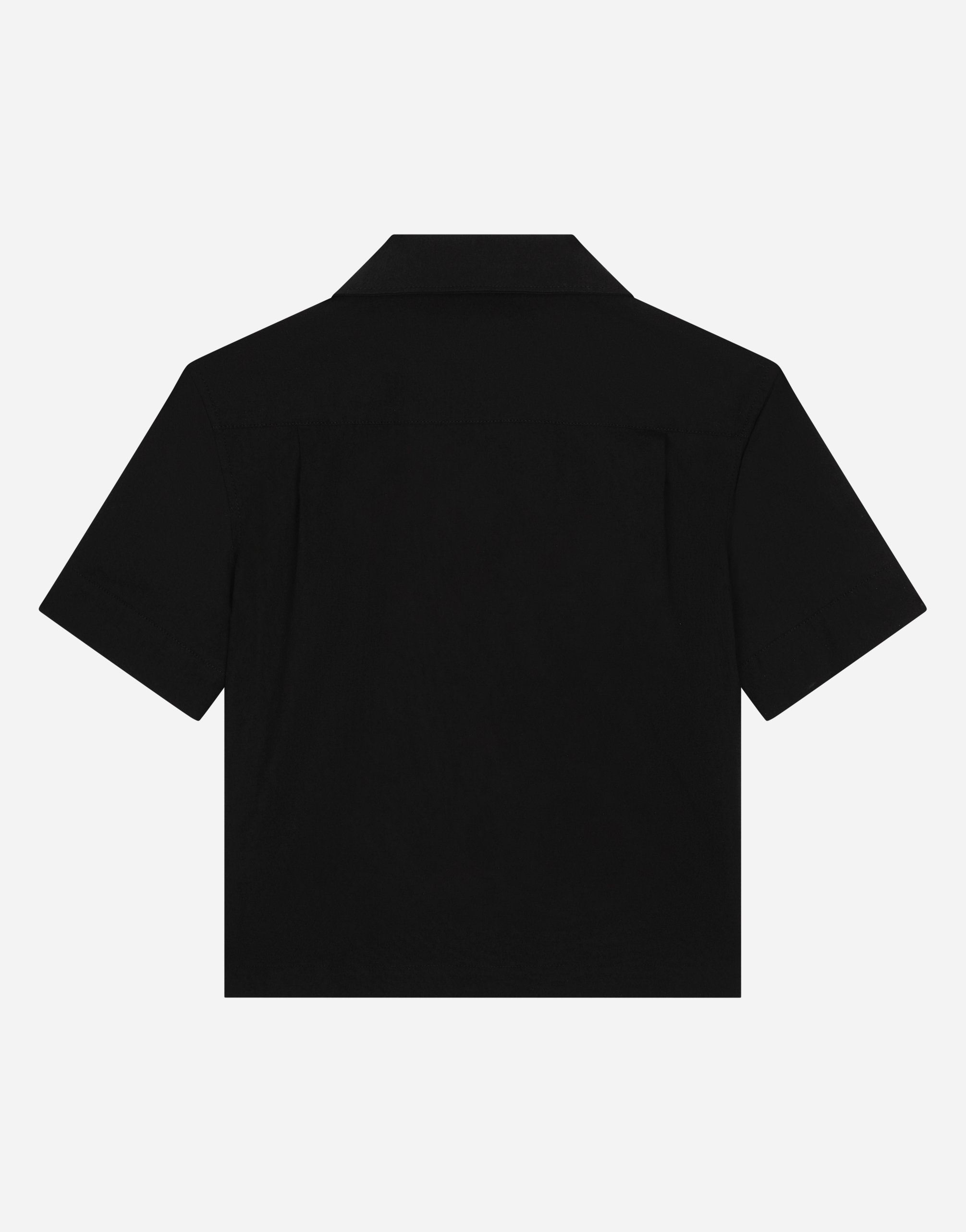Shop Dolce & Gabbana Stretch Poplin Shirt With Logo Tag In Black