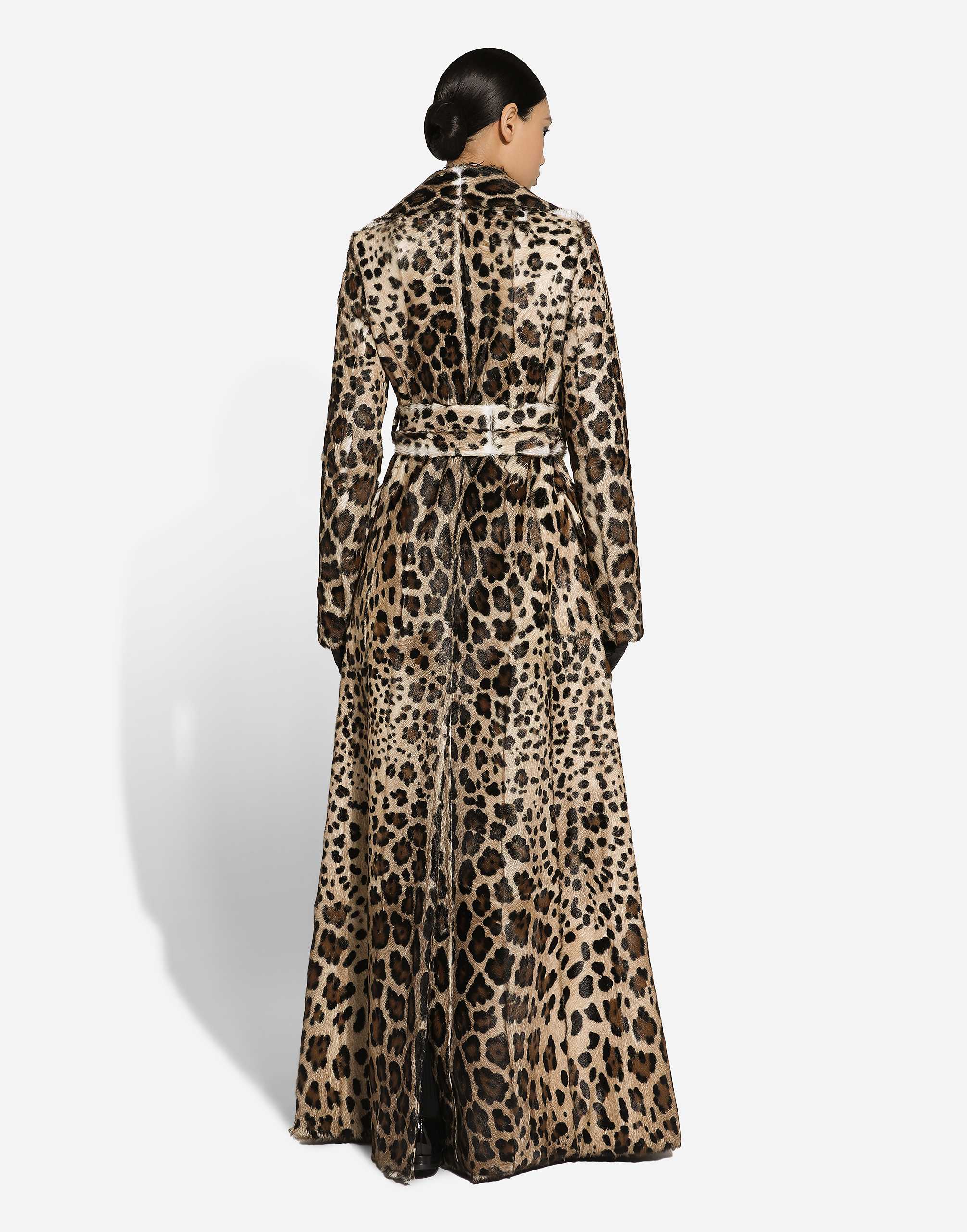 Shop Dolce & Gabbana Double-breasted Leopard-print Goatskin Coat With Belt In Multicolor