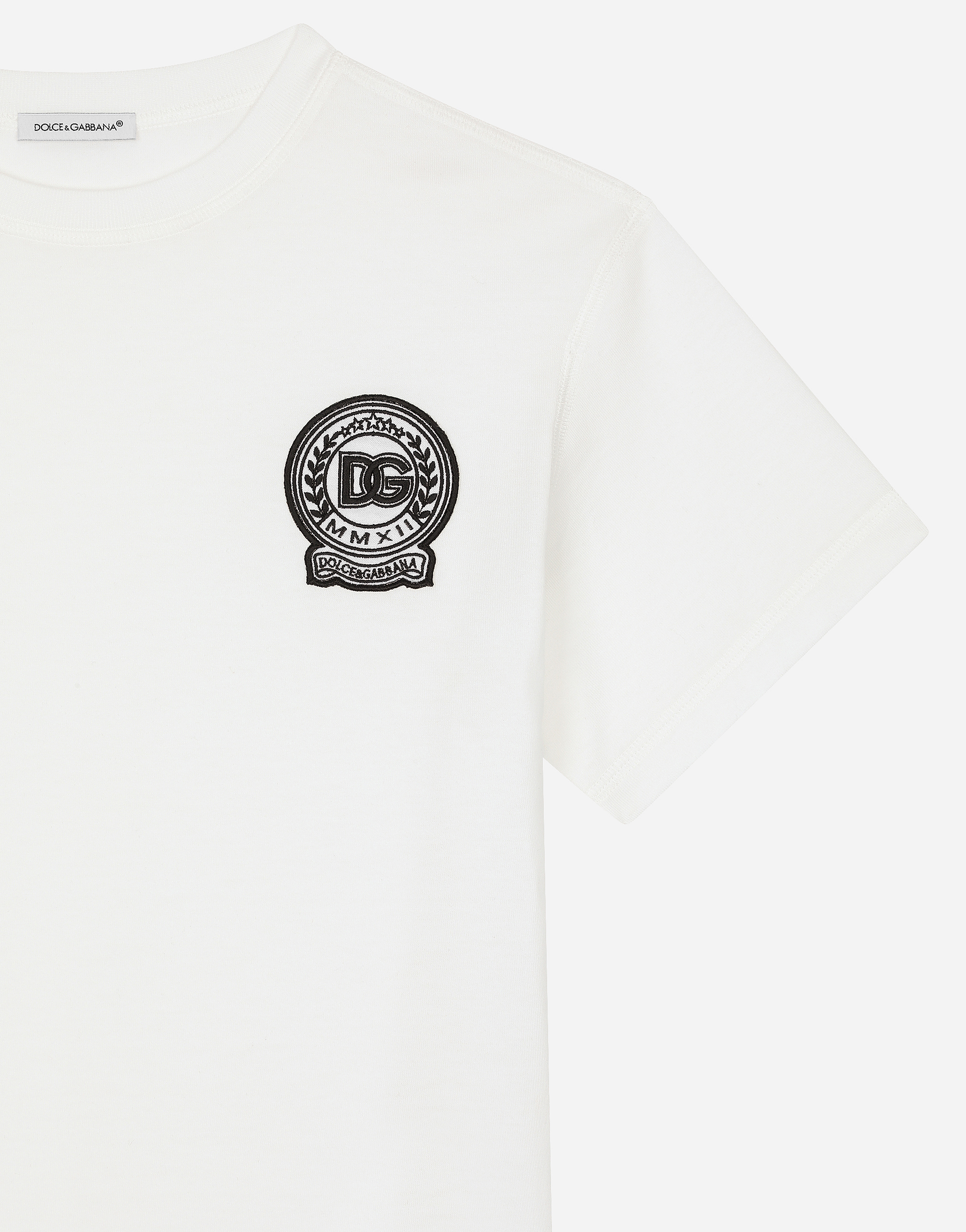 Shop Dolce & Gabbana Jersey T-shirt With Dg Logo In White