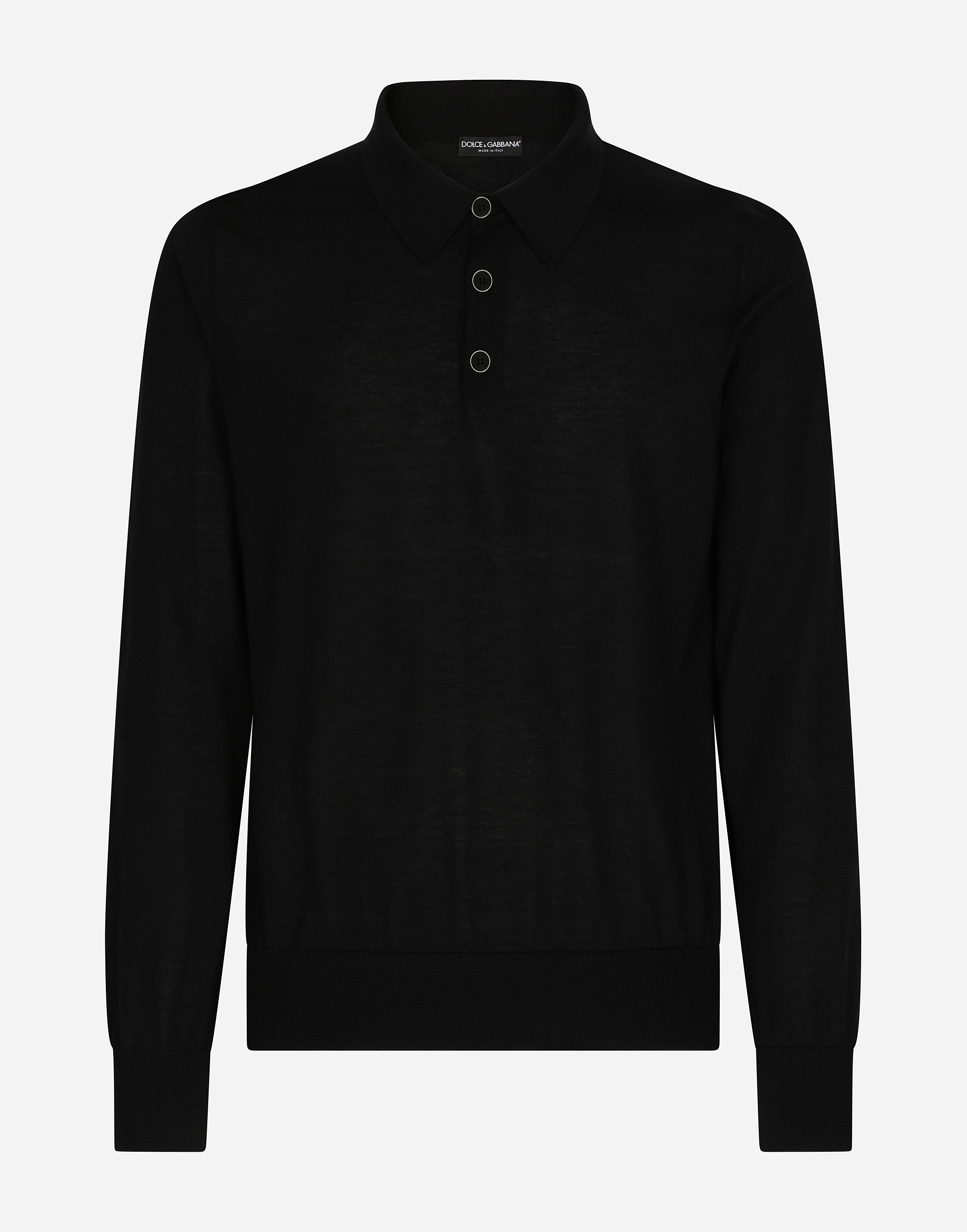 ブラックのメンズ Extra-fine cashmere polo-shirt | Dolce&Gabbana®