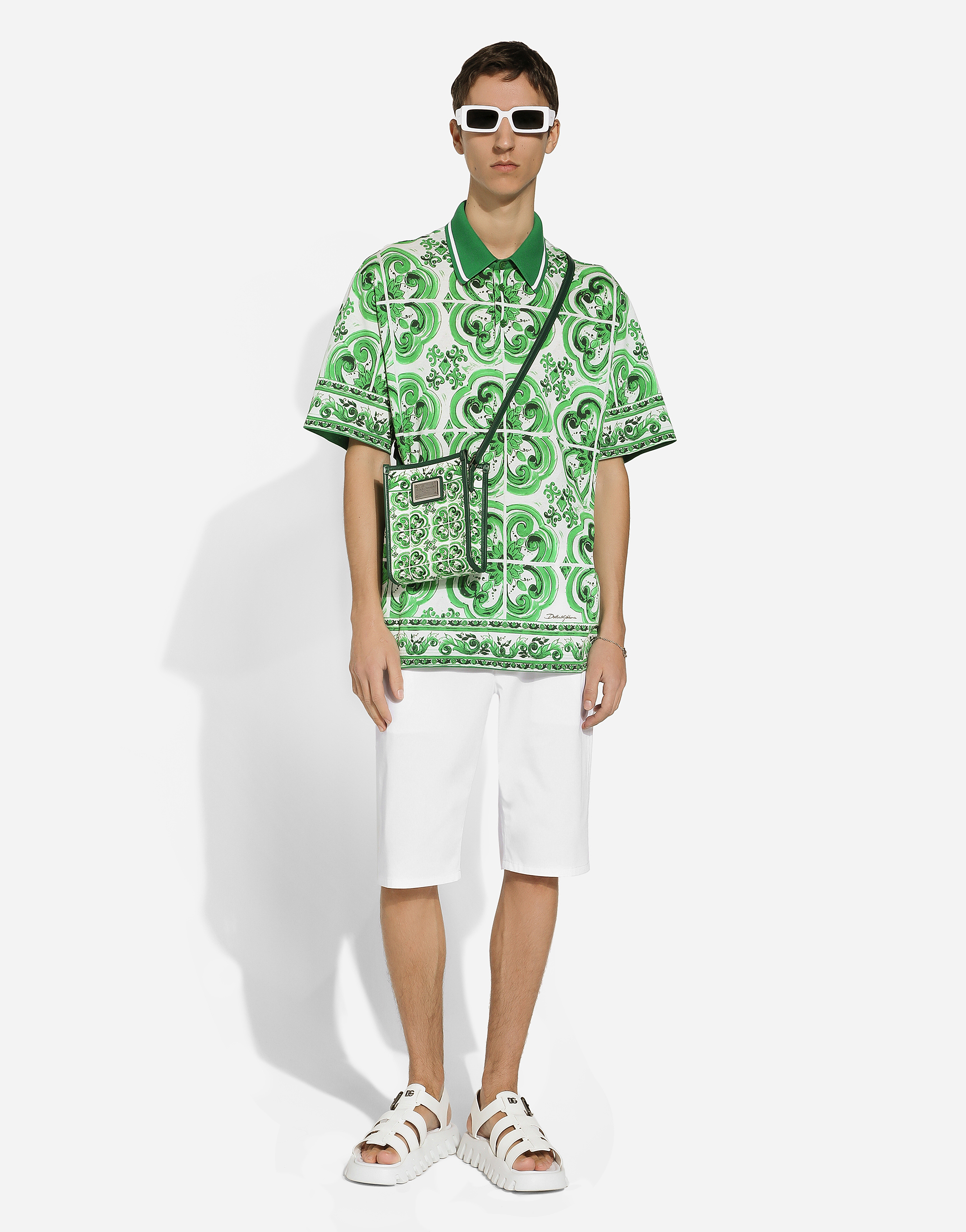 Shop Dolce & Gabbana Cotton Polo-shirt With Majolica Print