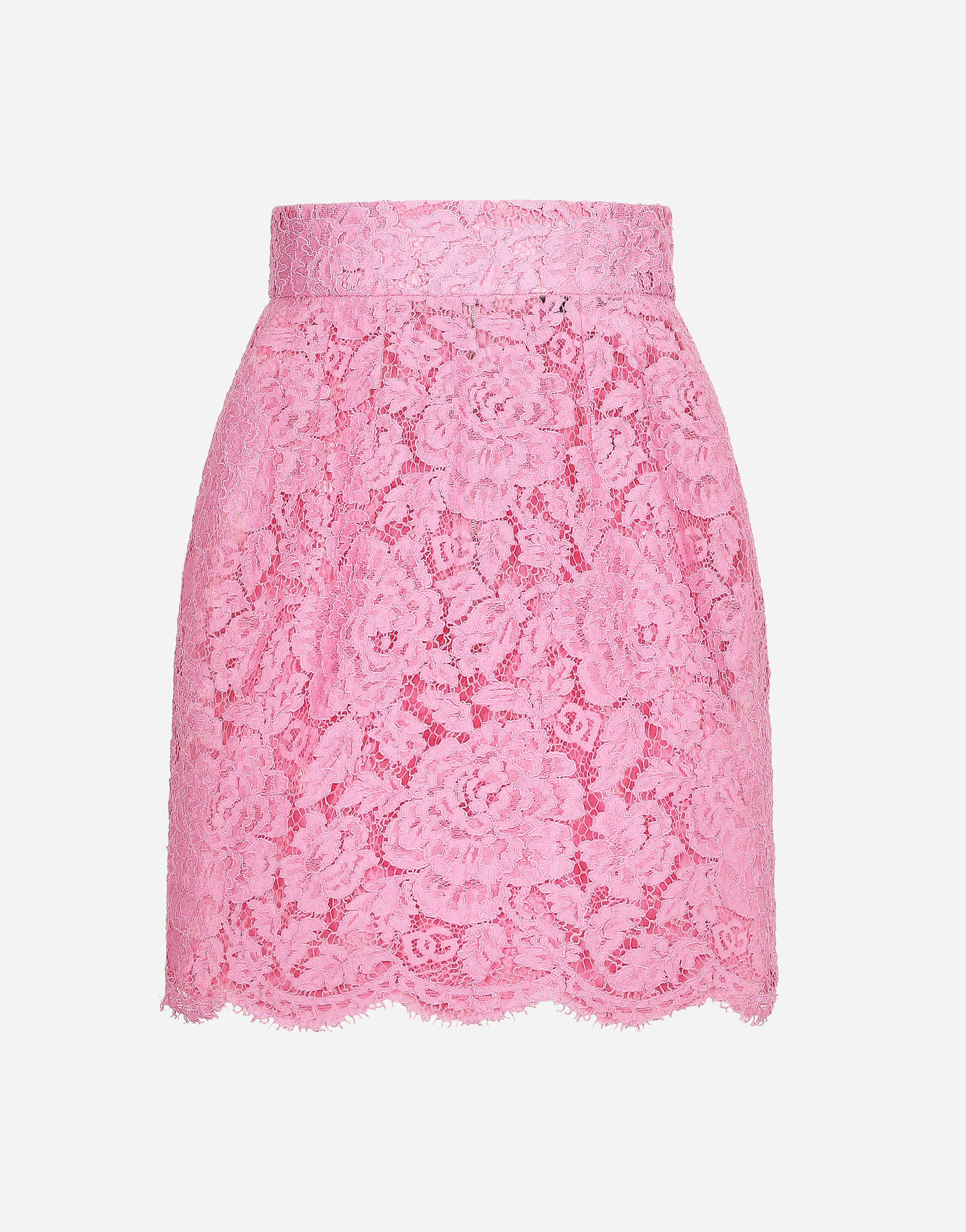 ピンクのウィメンズ Branded floral cordonetto lace miniskirt 