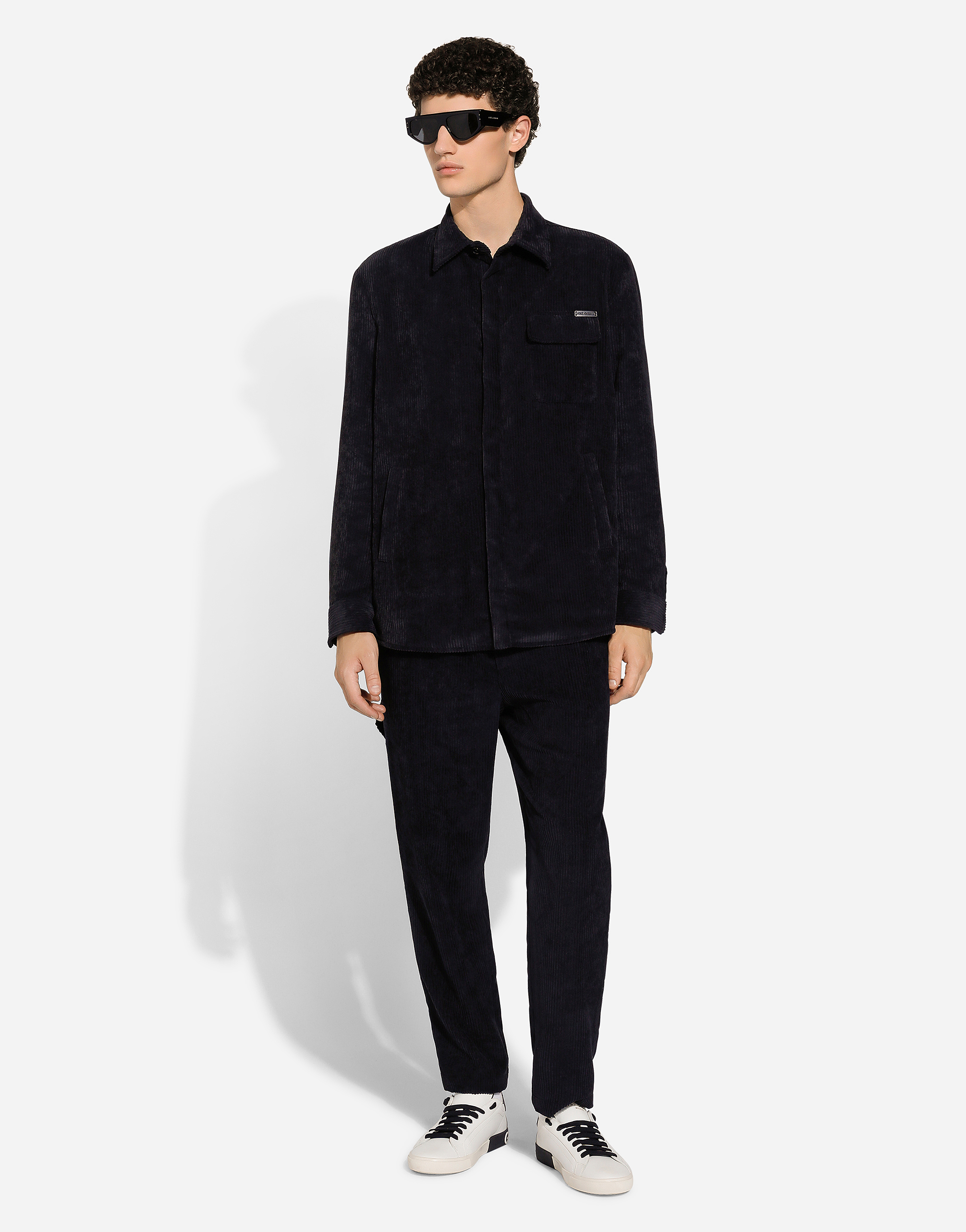 Shop Dolce & Gabbana Lined Corduroy Shirt In Black