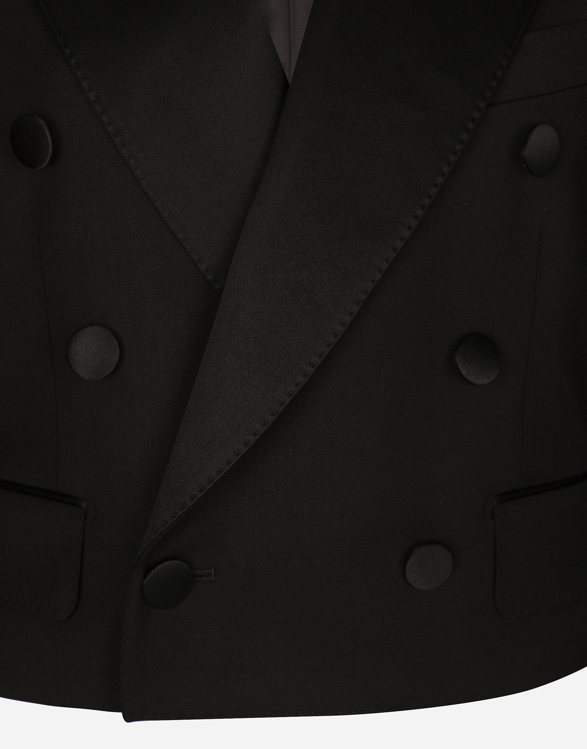 Shop Dolce & Gabbana Cropped Double-breasted Wool Tuxedo Jacket In ブラック