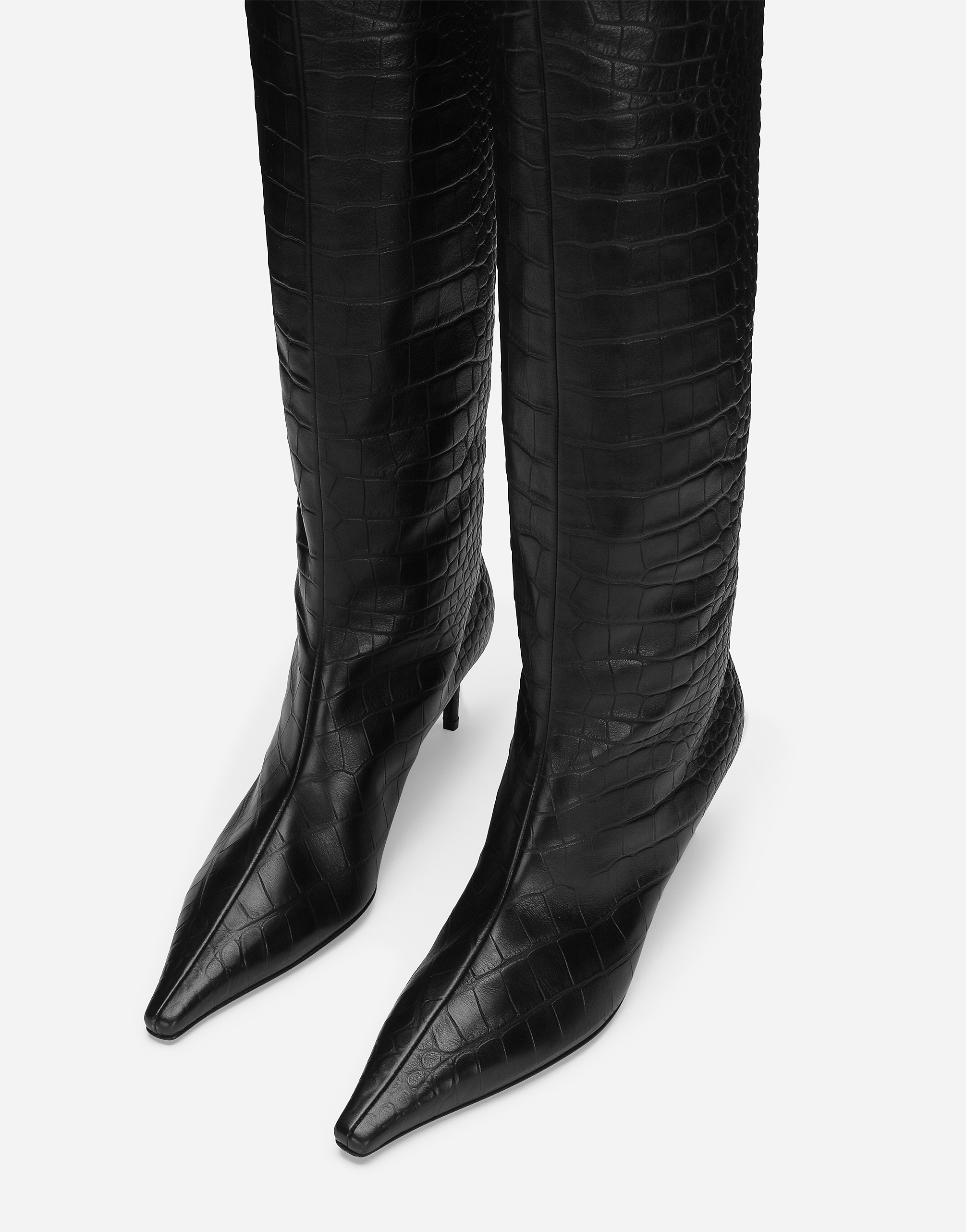 Shop Dolce & Gabbana Crocodile-print Calfskin Boots In Nero