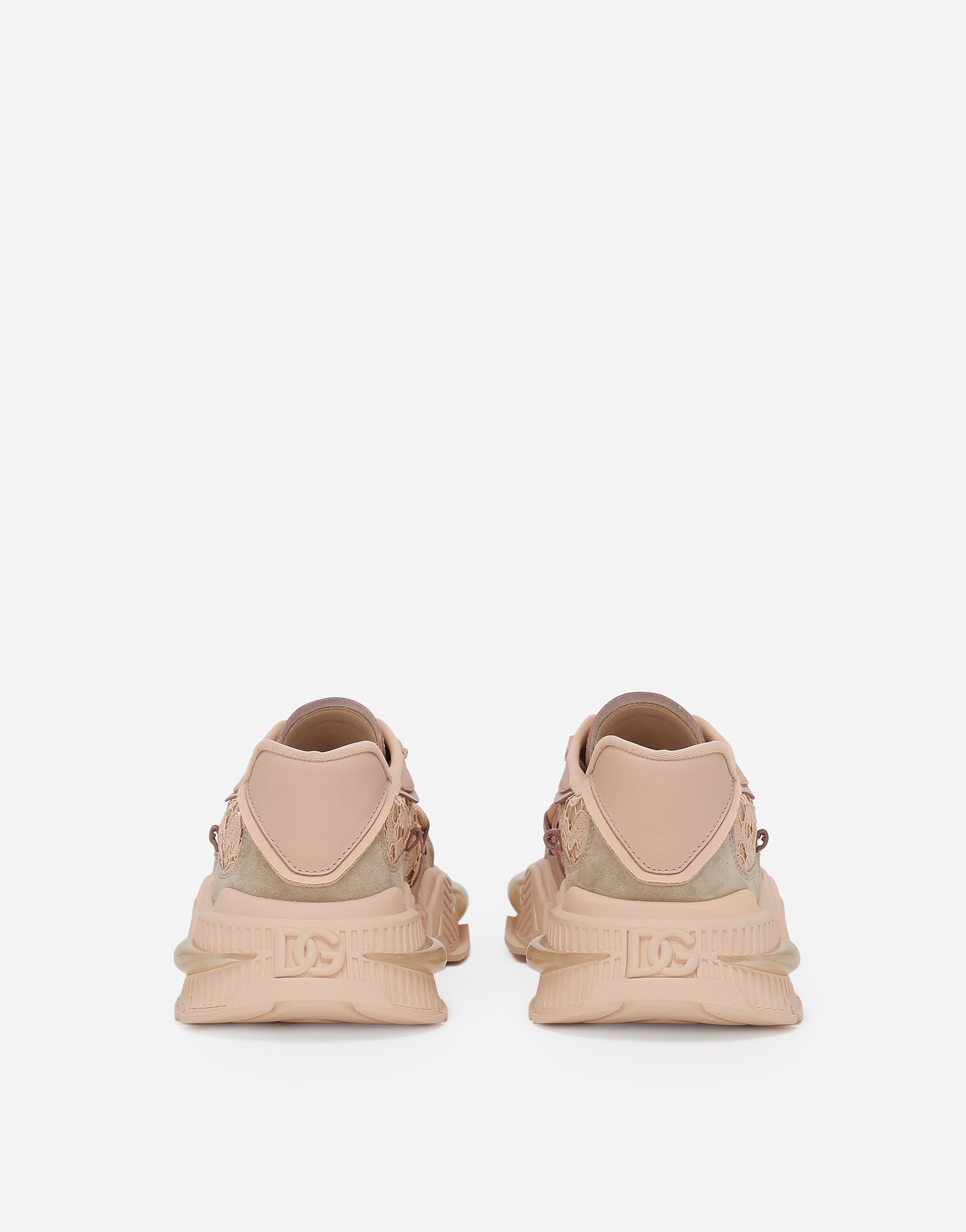 Shop Dolce & Gabbana Mixed-material Airmaster Sneakers In Beige