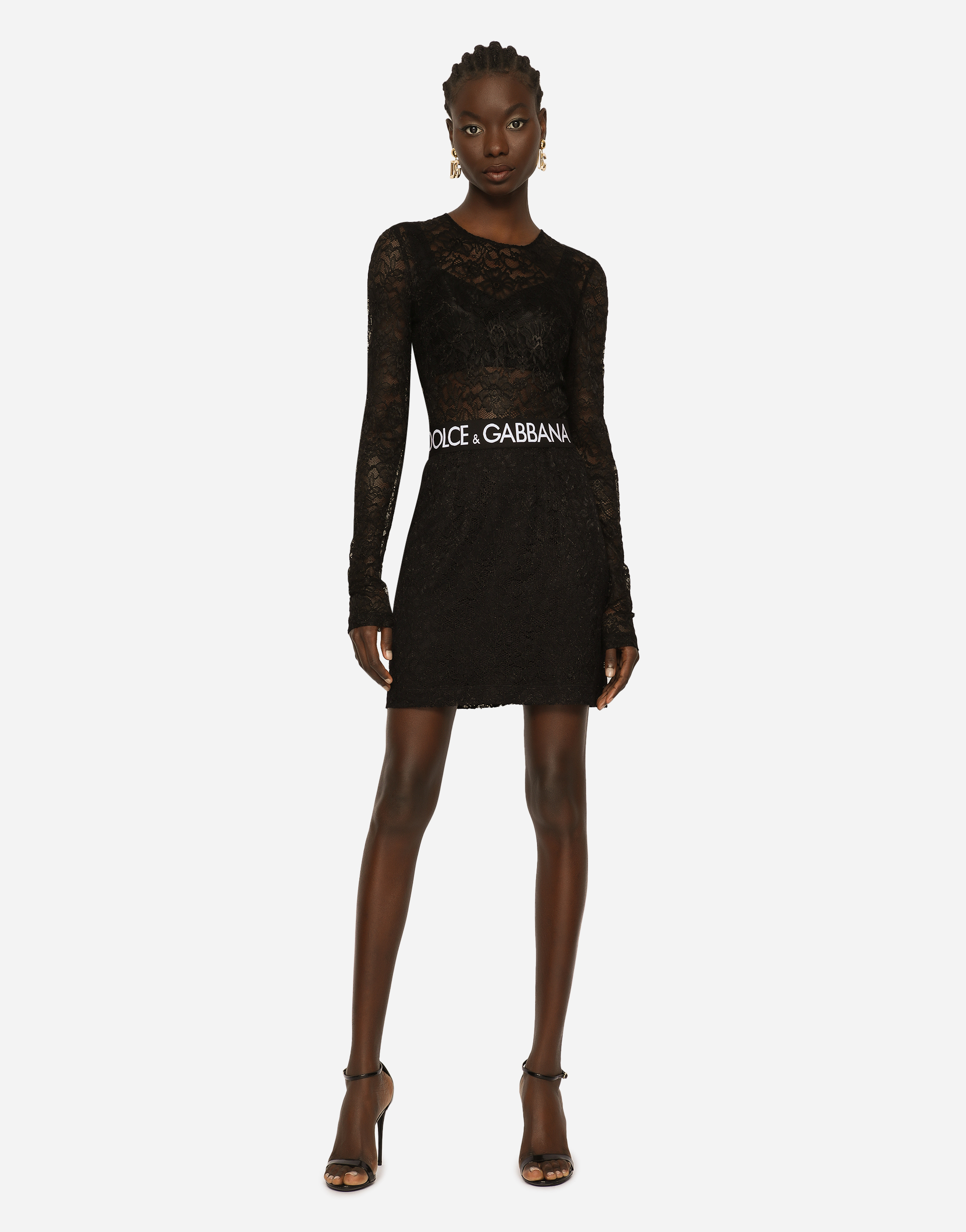 Shop Dolce & Gabbana Lace Miniskirt In Black