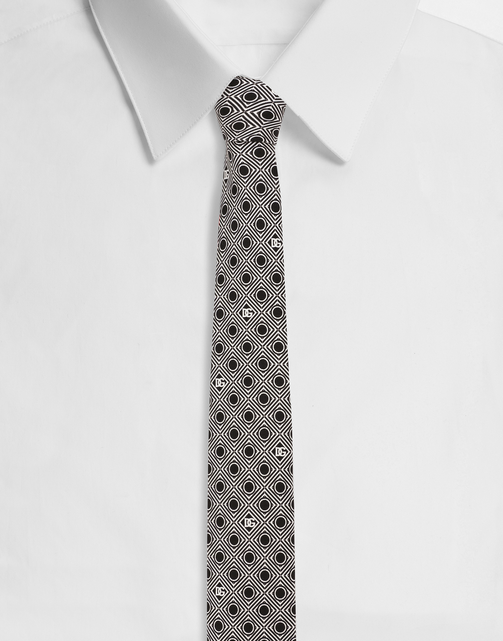 Shop Dolce & Gabbana Silk Jacquard Tie With Micro-designs And Dg Logo In Print