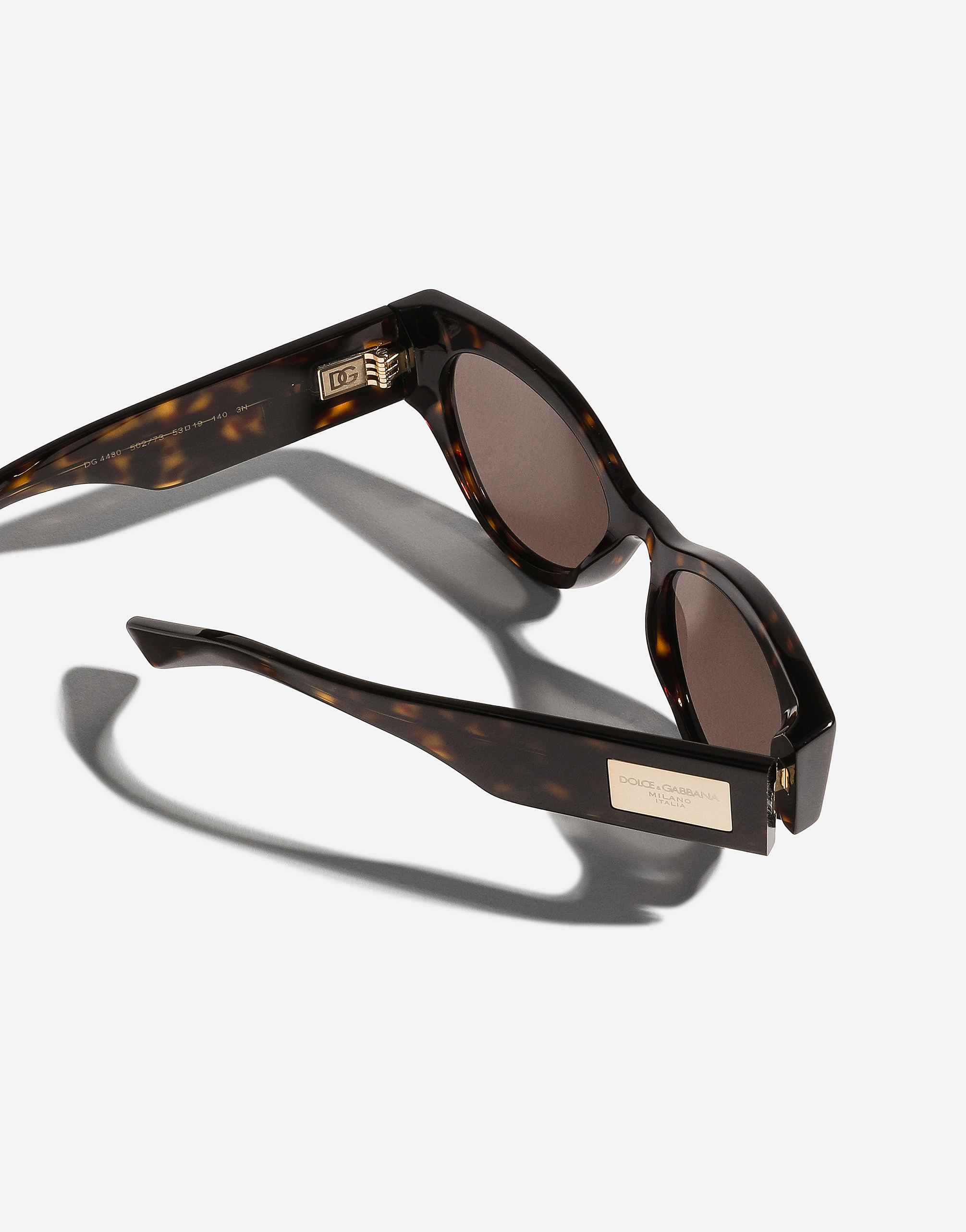 Shop Dolce & Gabbana Dg Logo Plaque Sunglasses In Havana