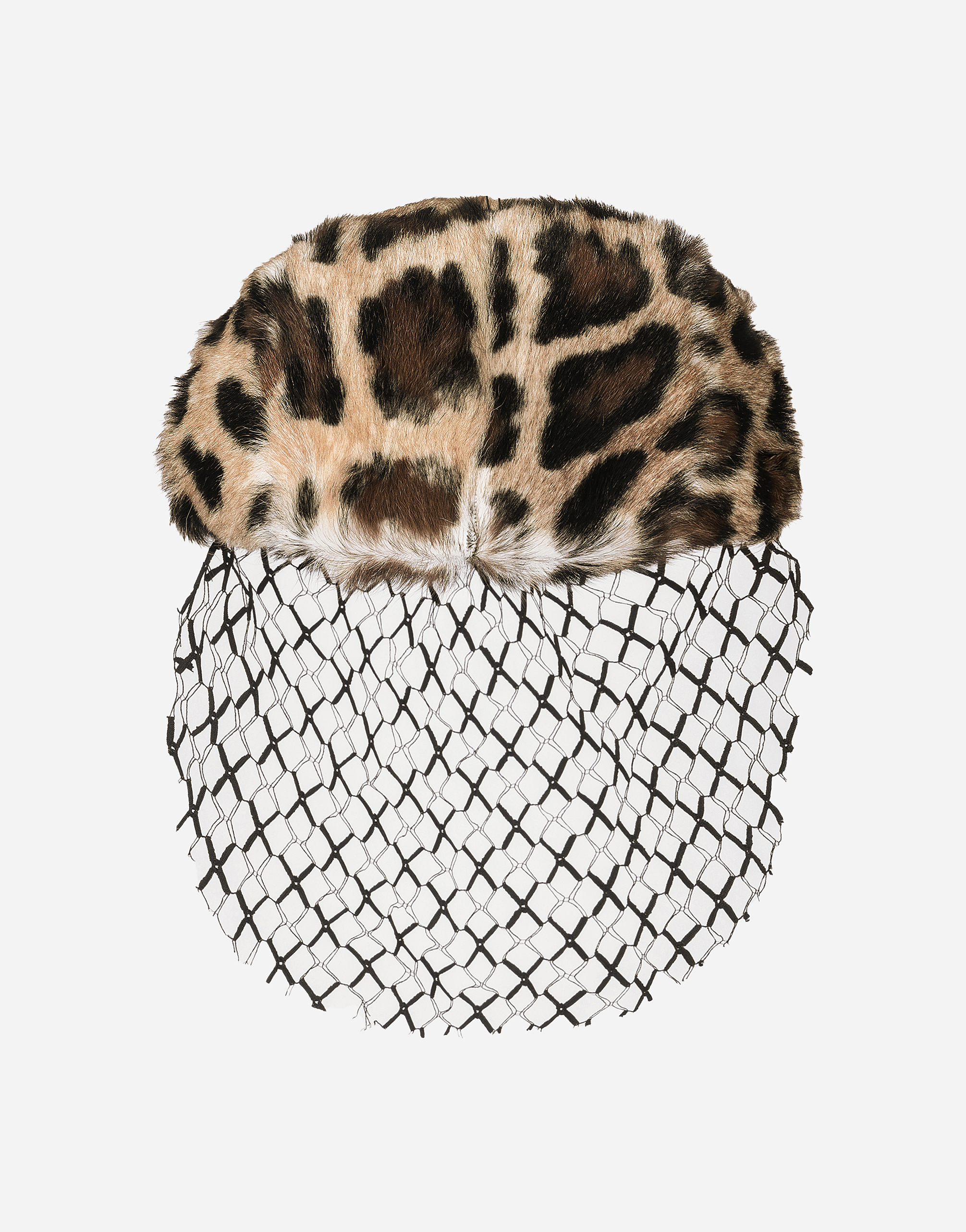 Shop Dolce & Gabbana Leopard-print Goatskin Flat Cap With Veil In Multicolor