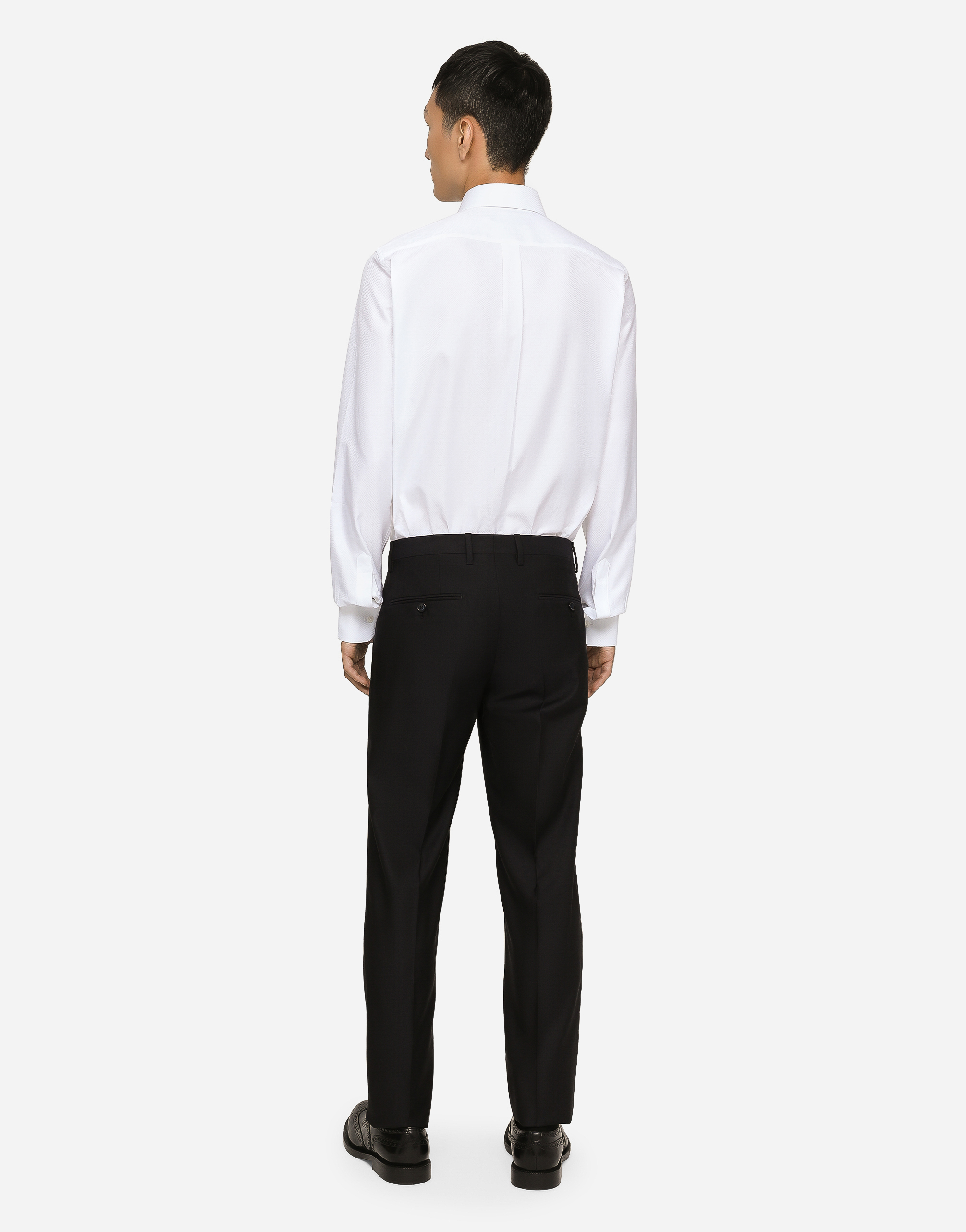 Shop Dolce & Gabbana Cotton Micro-jacquard Martini-fit Shirt In ホワイト