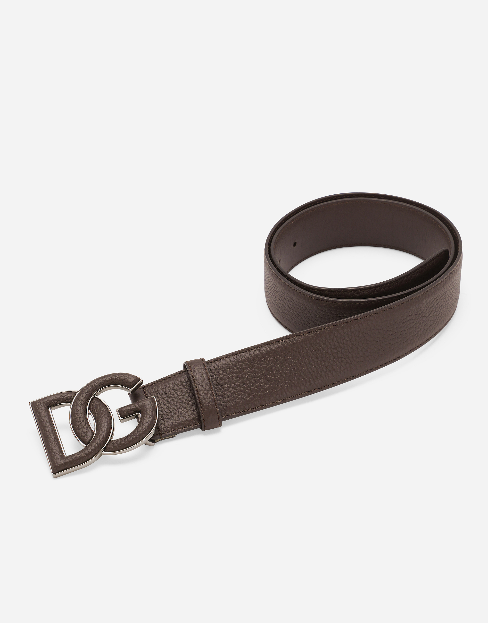 Shop Dolce & Gabbana Deerskin-print Calfskin Belt With Logo Print In ブラウン