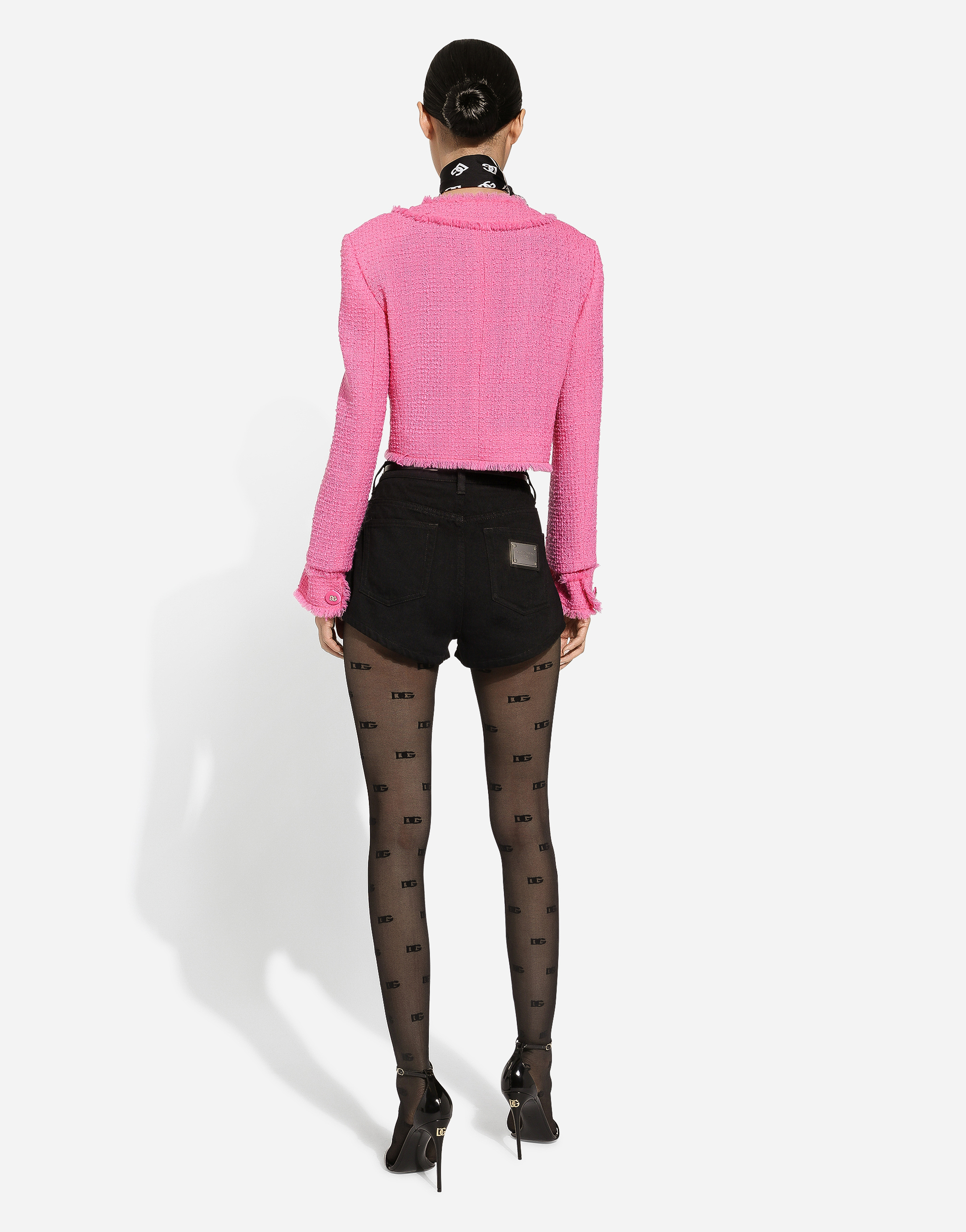 Shop Dolce & Gabbana Short Raschel Tweed Jacket In Pink